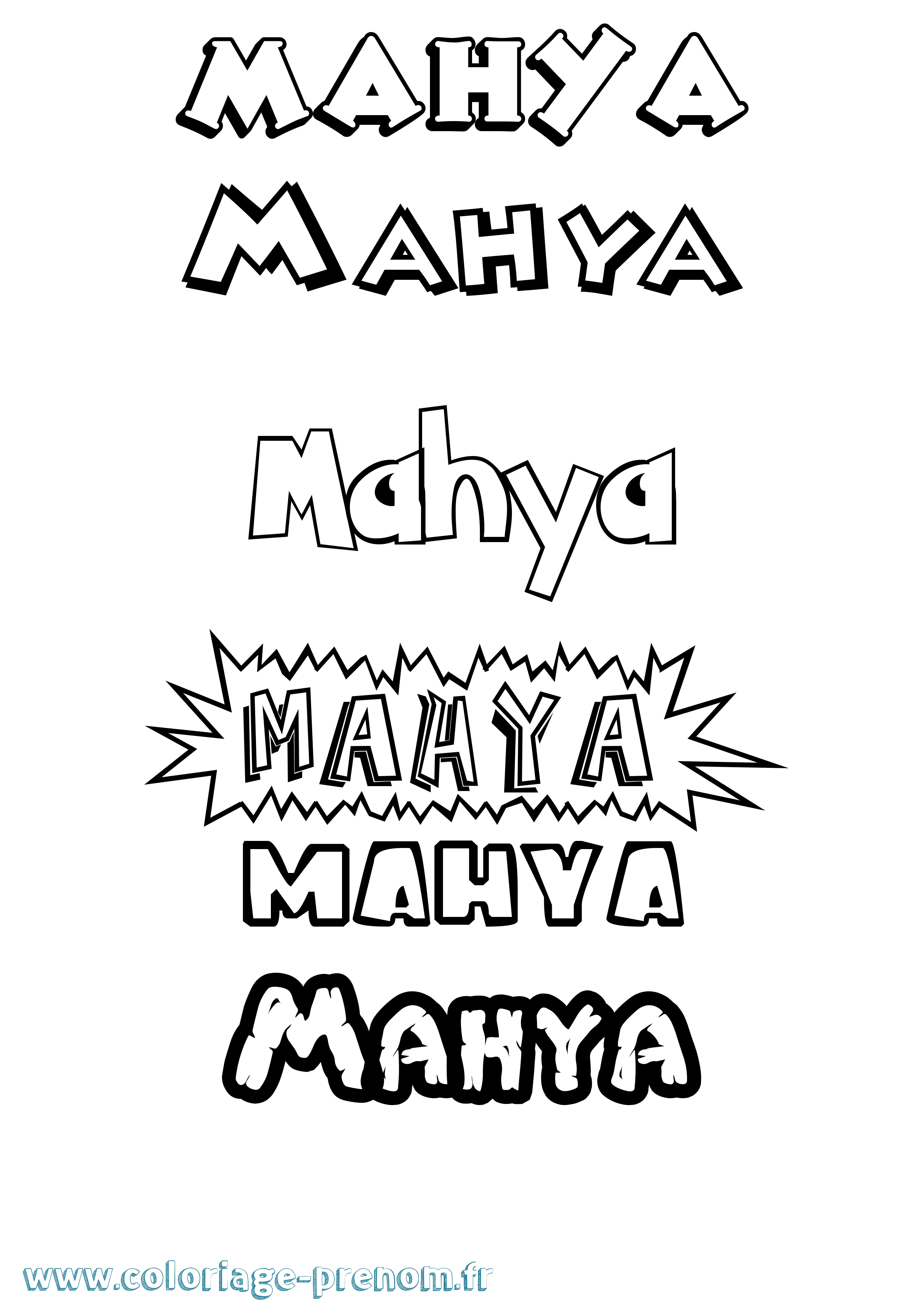 Coloriage Mahya Dessin Animé Coloriage prénom Mahya Dessin Animé