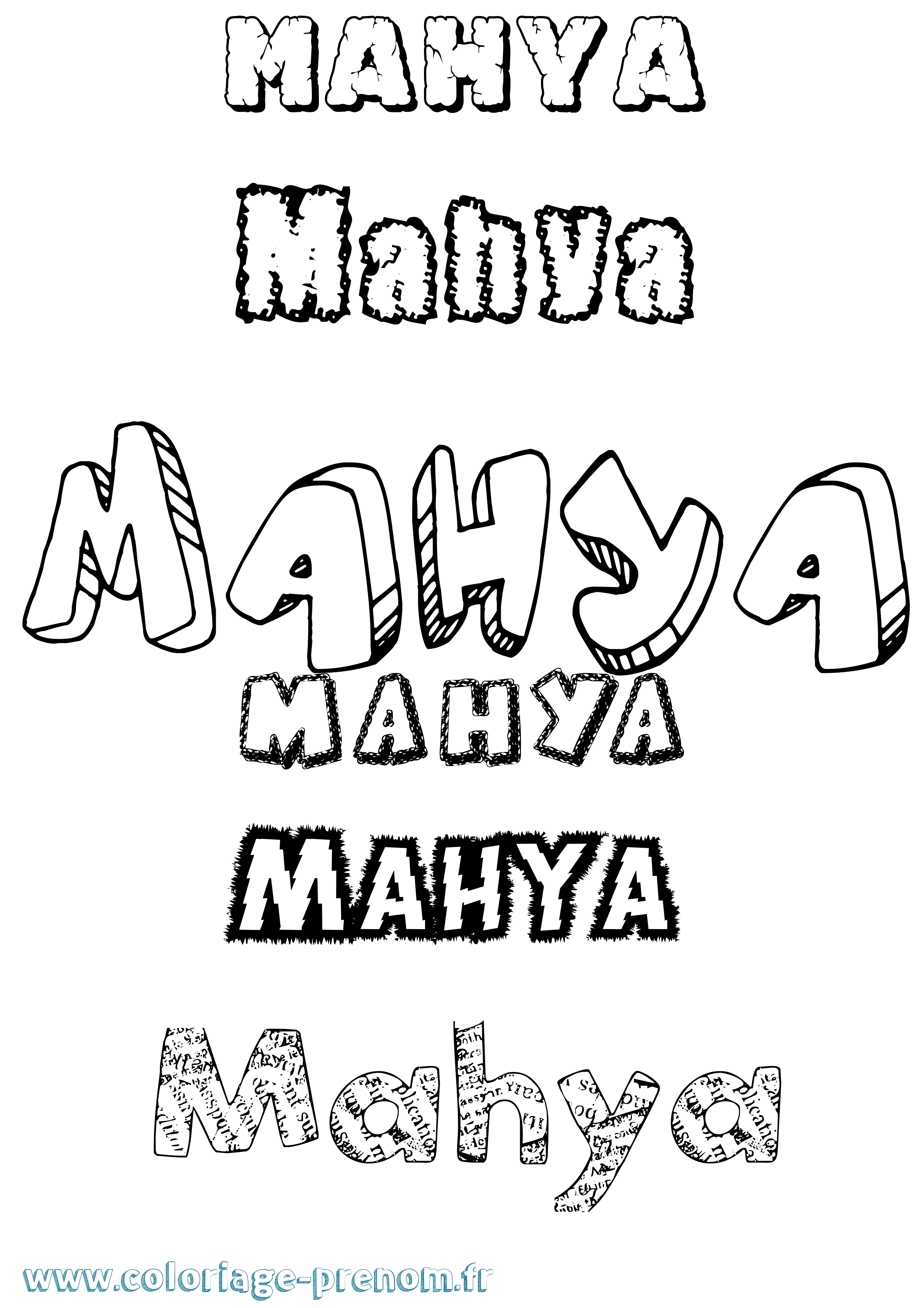 Coloriage Mahya Destructuré Coloriage prénom Mahya Destructuré