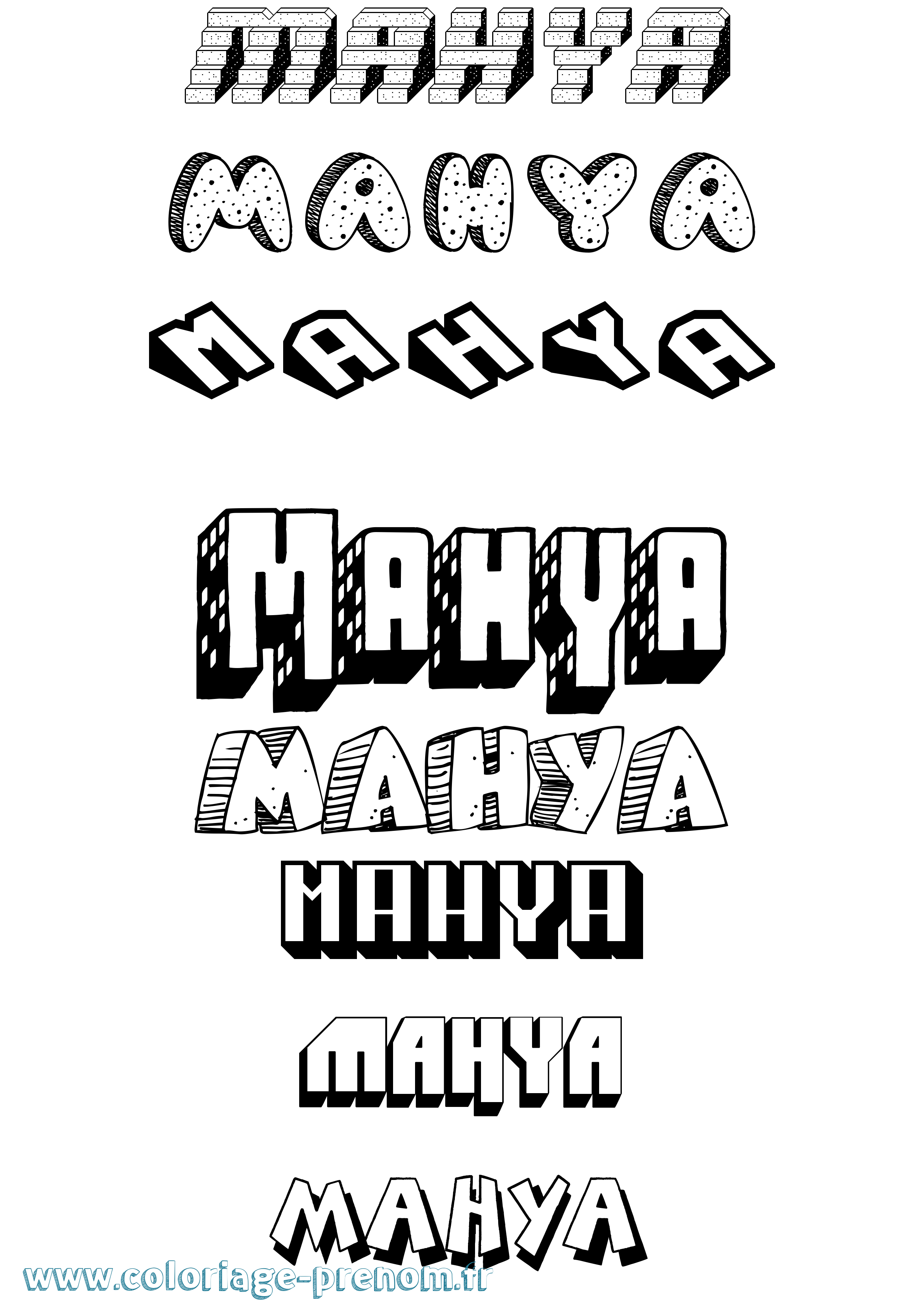 Coloriage Mahya Effet 3D Coloriage prénom Mahya Effet 3D