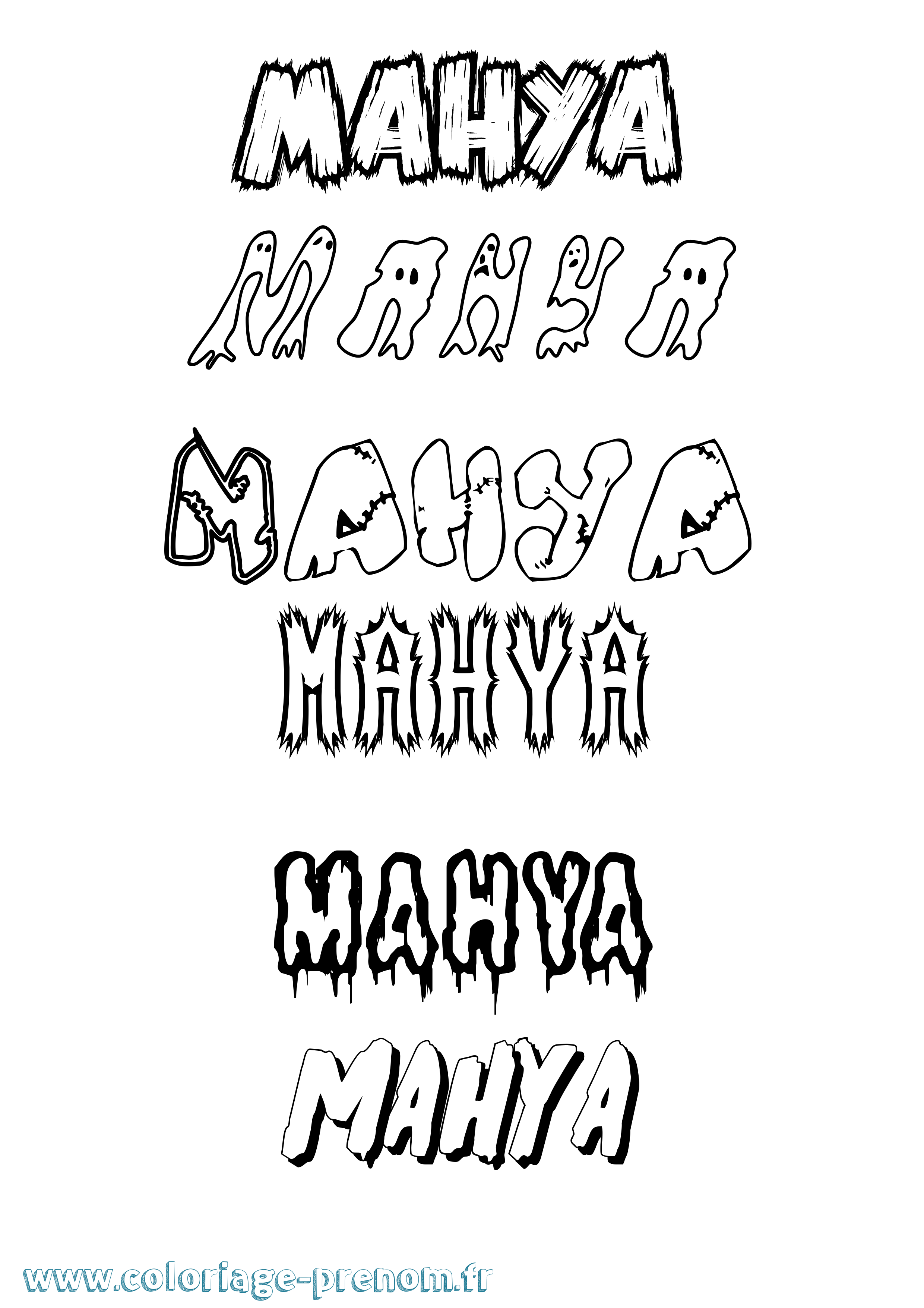 Coloriage Mahya Frisson Coloriage prénom Mahya Frisson