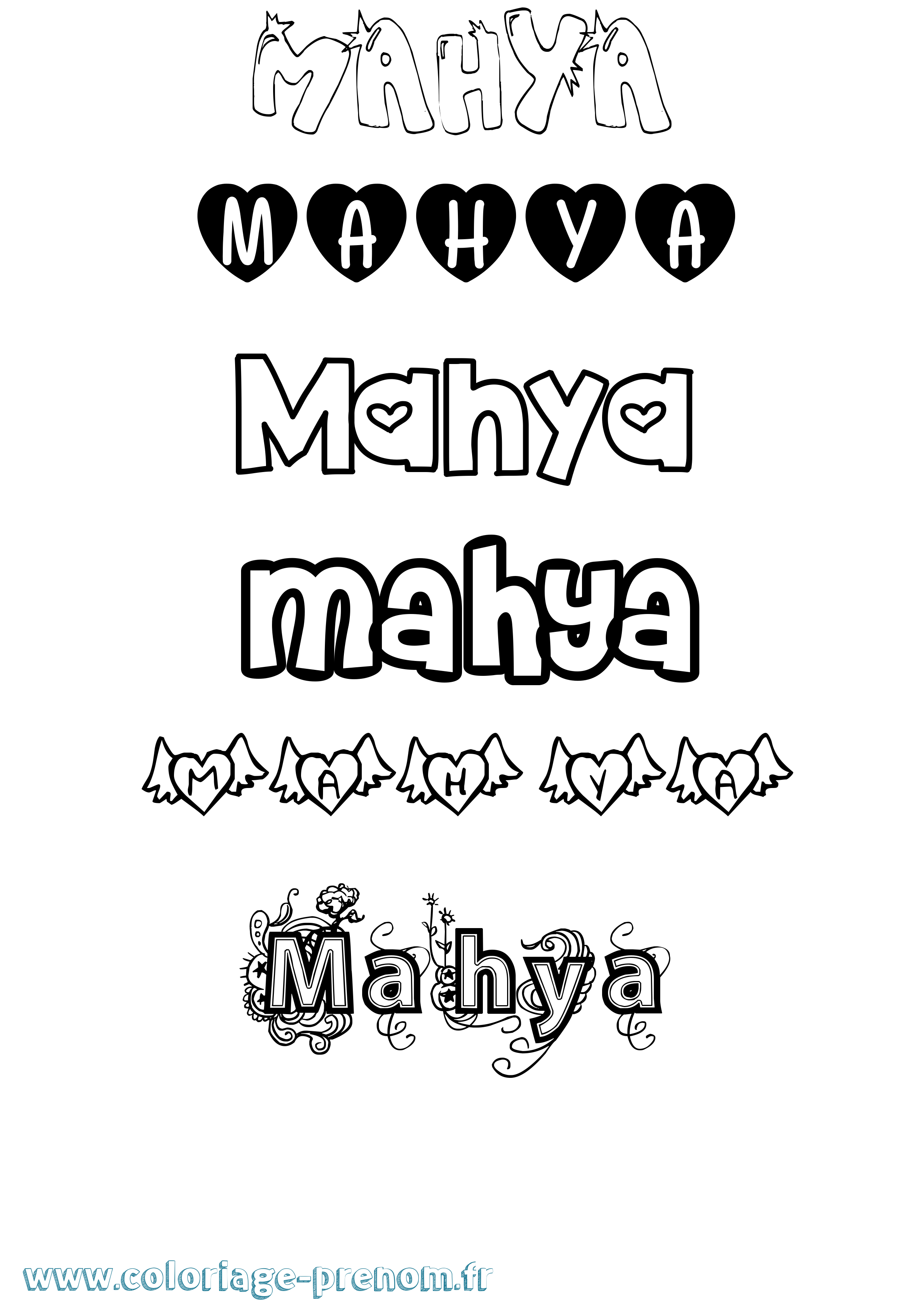 Coloriage Mahya Girly Coloriage prénom Mahya Girly