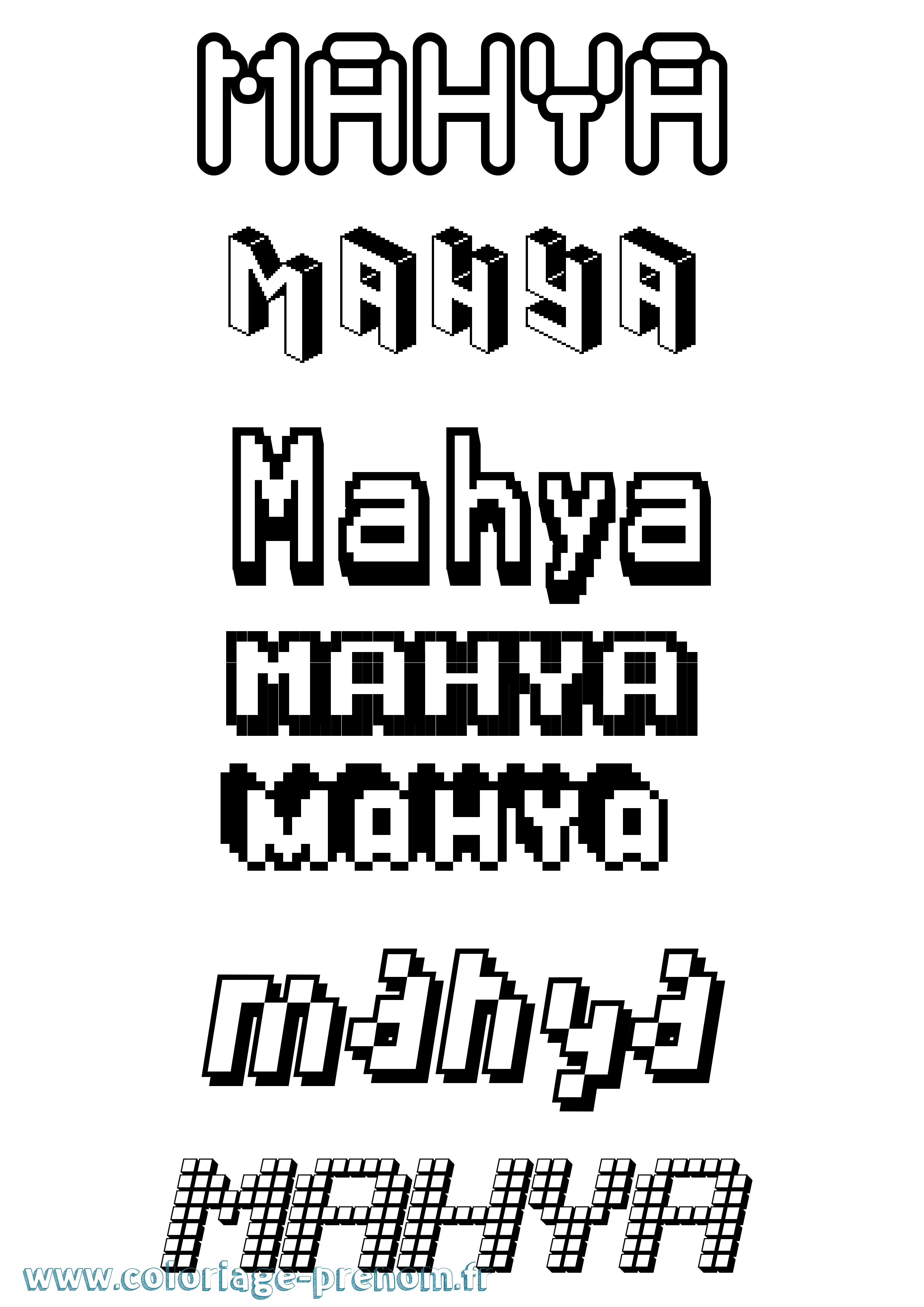 Coloriage Mahya Pixel Coloriage prénom Mahya Pixel