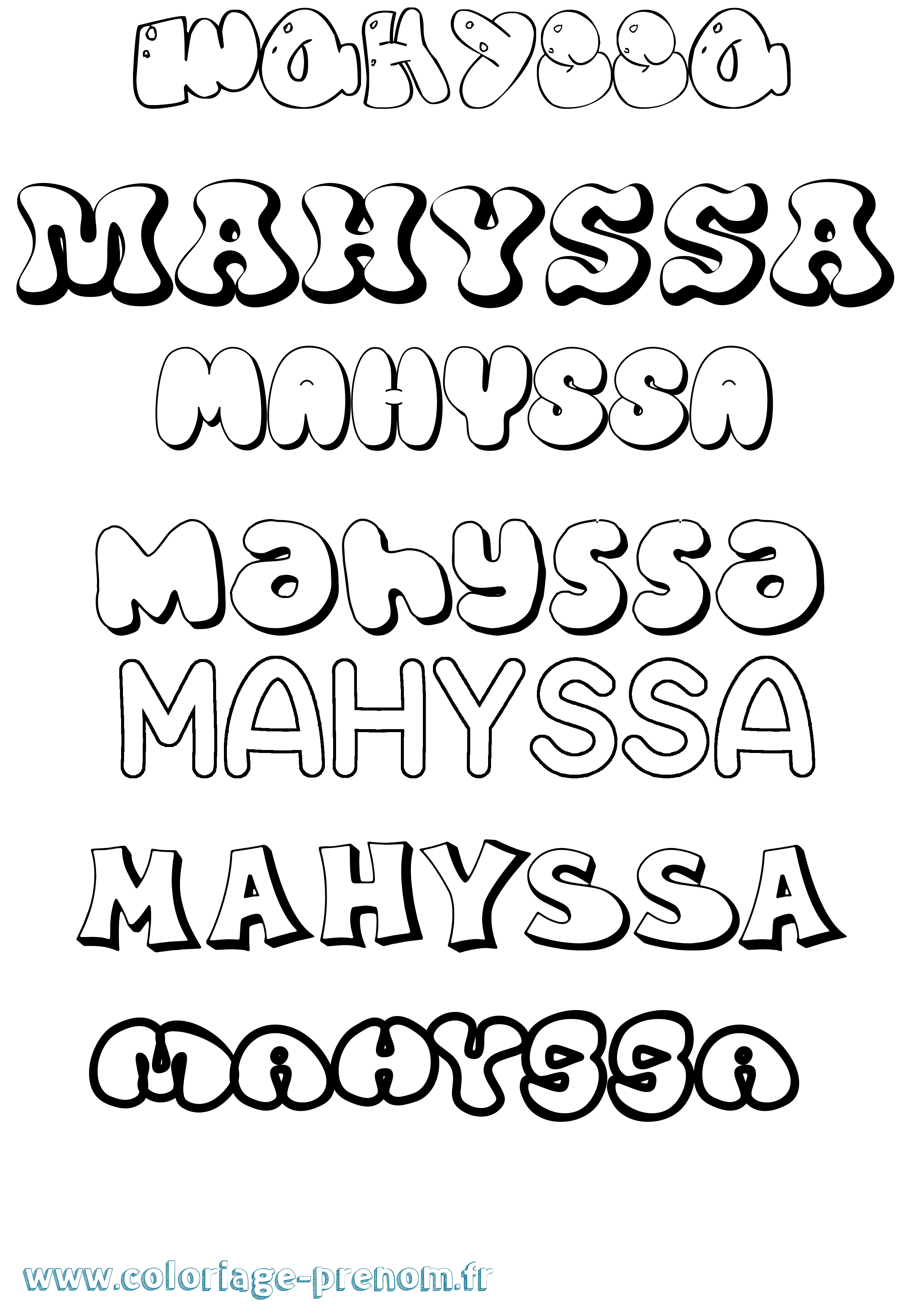 Coloriage Mahyssa Bubble Coloriage prénom Mahyssa Bubble