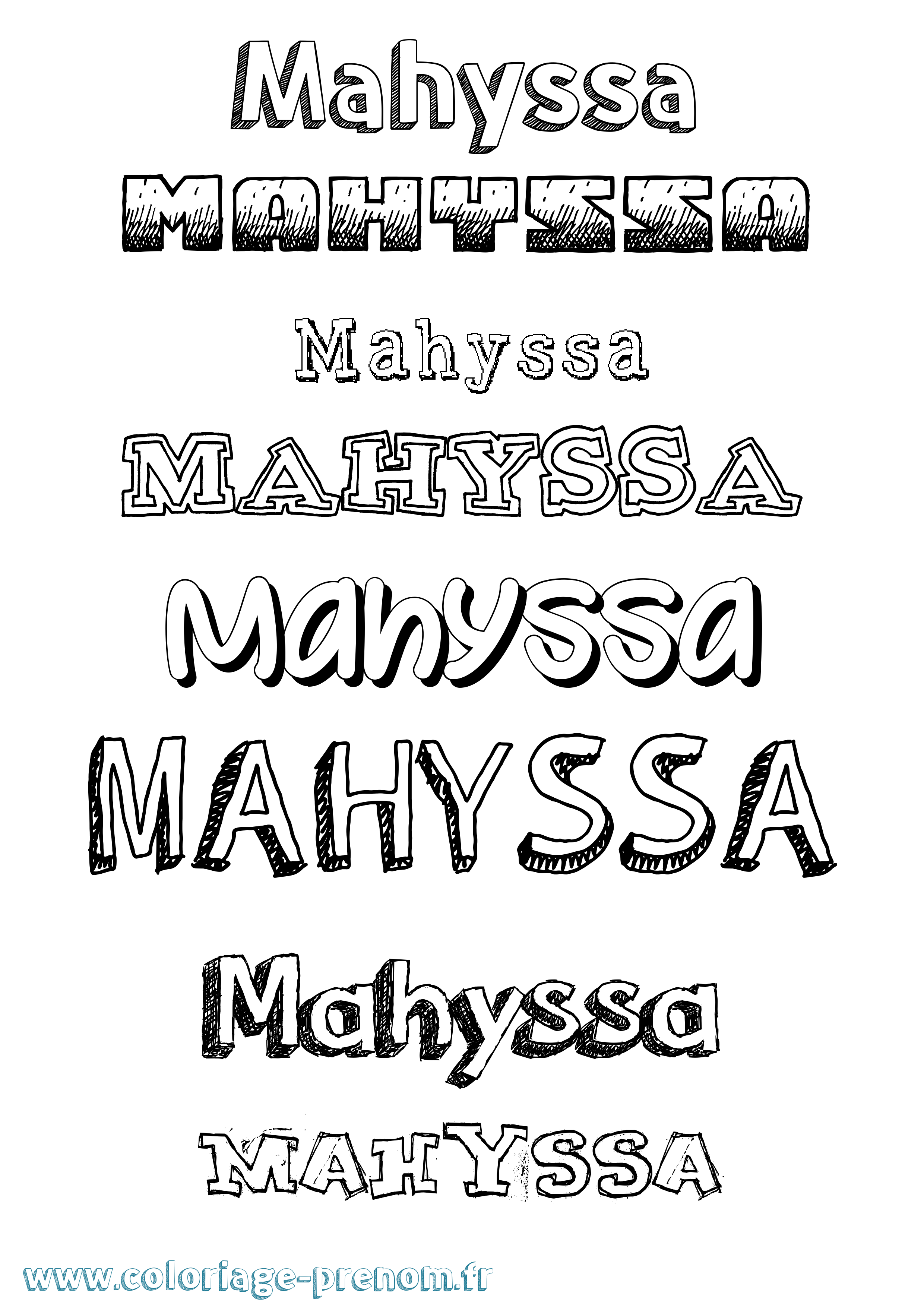Coloriage Mahyssa Dessiné Coloriage prénom Mahyssa Dessiné