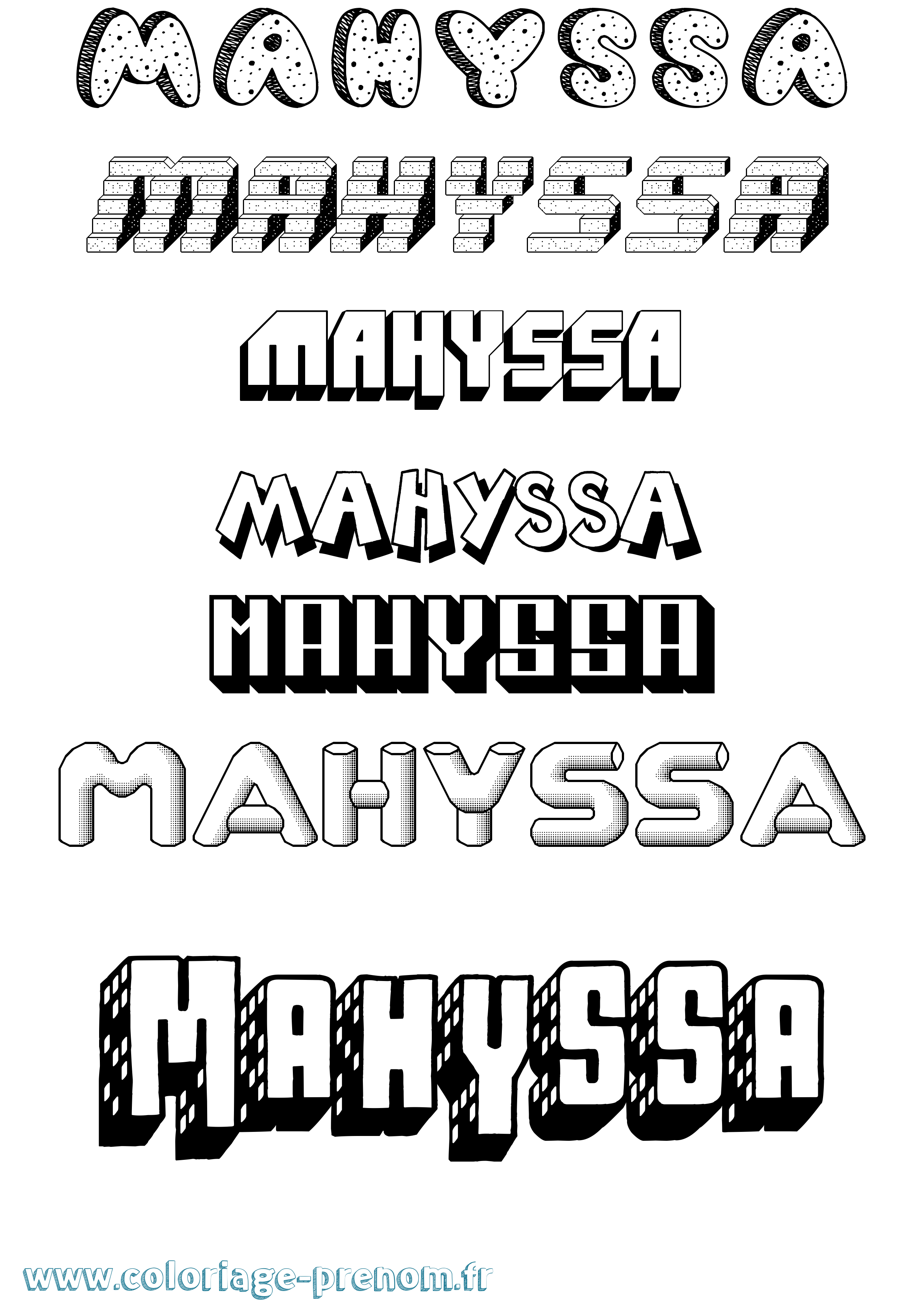 Coloriage Mahyssa Effet 3D Coloriage prénom Mahyssa Effet 3D