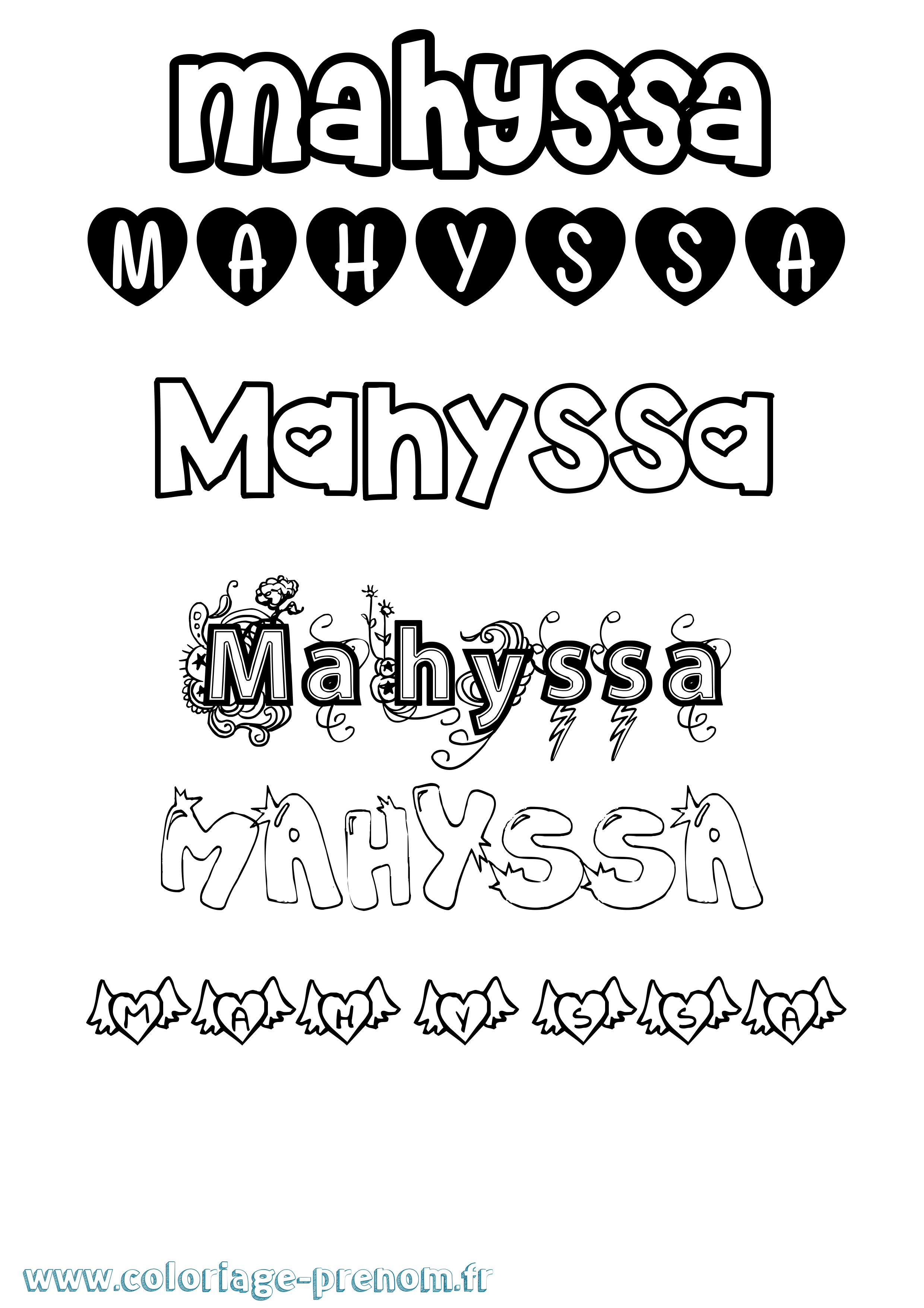 Coloriage Mahyssa Girly Coloriage prénom Mahyssa Girly