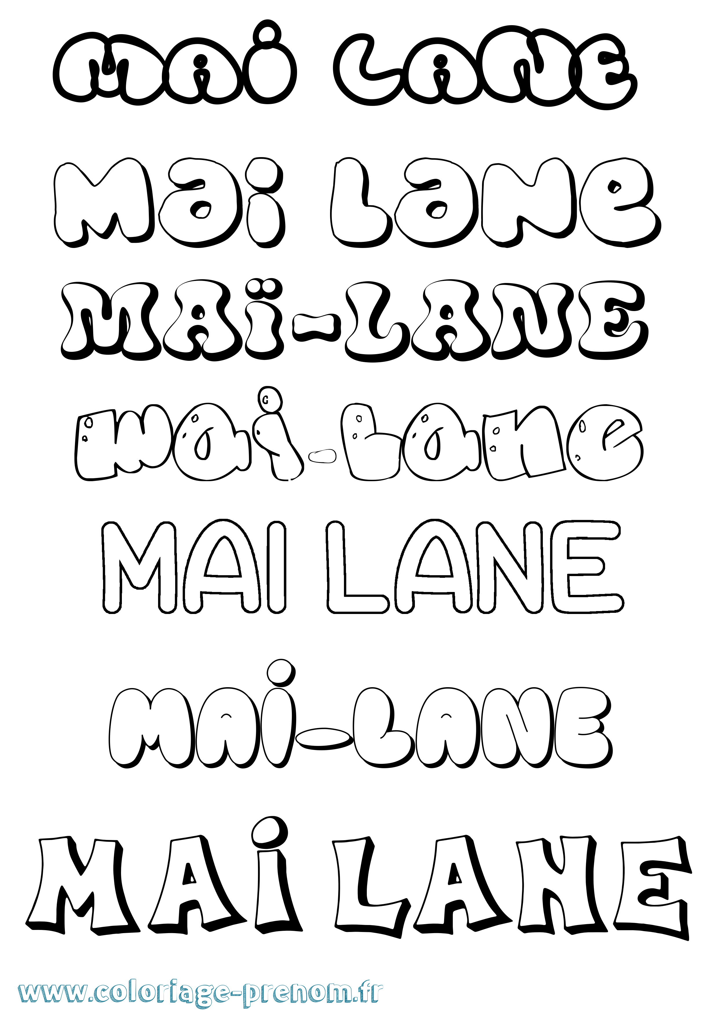 Coloriage Maï-Lane Bubble Coloriage prénom Maï-Lane Bubble