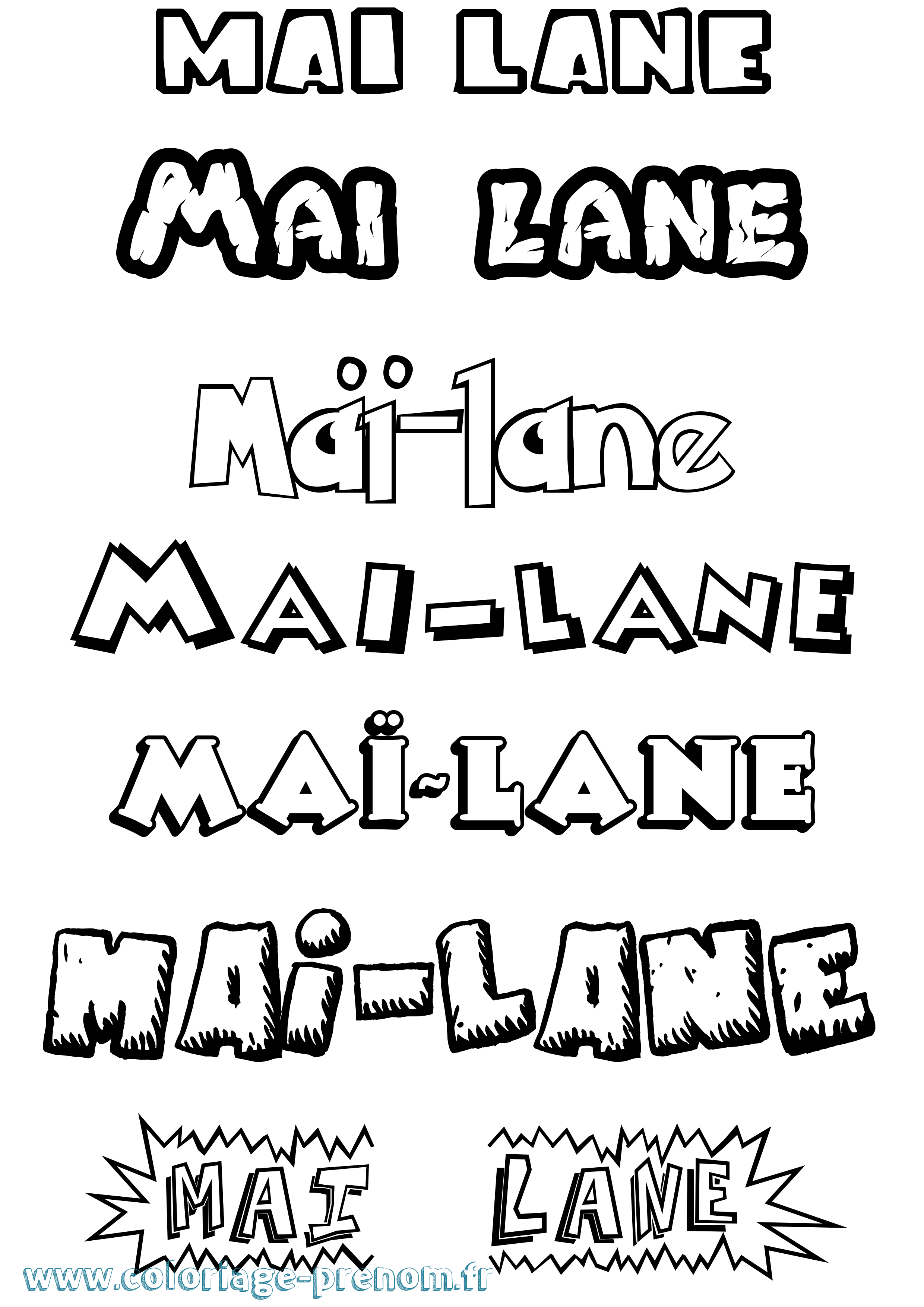 Coloriage Maï-Lane Dessin Animé Coloriage prénom Maï-Lane Dessin Animé