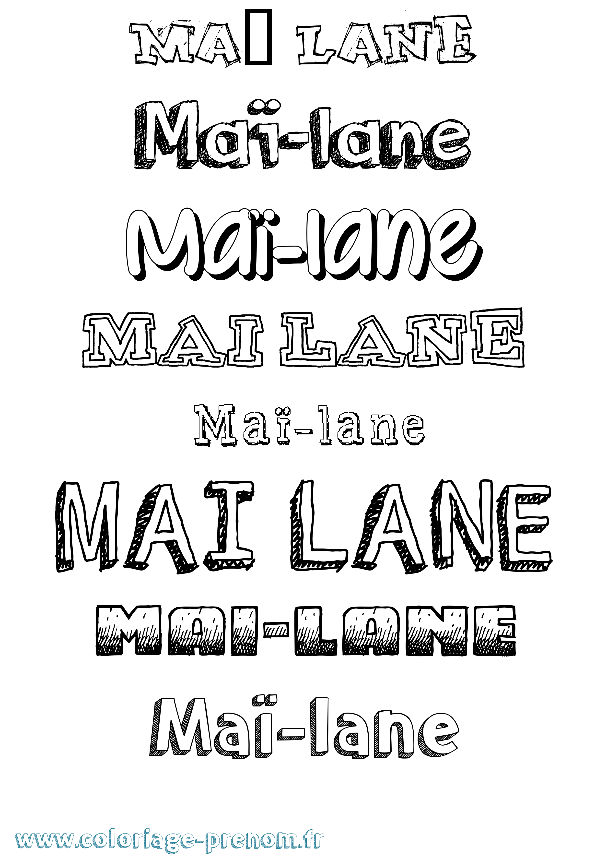 Coloriage Maï-Lane Dessiné Coloriage prénom Maï-Lane Dessiné