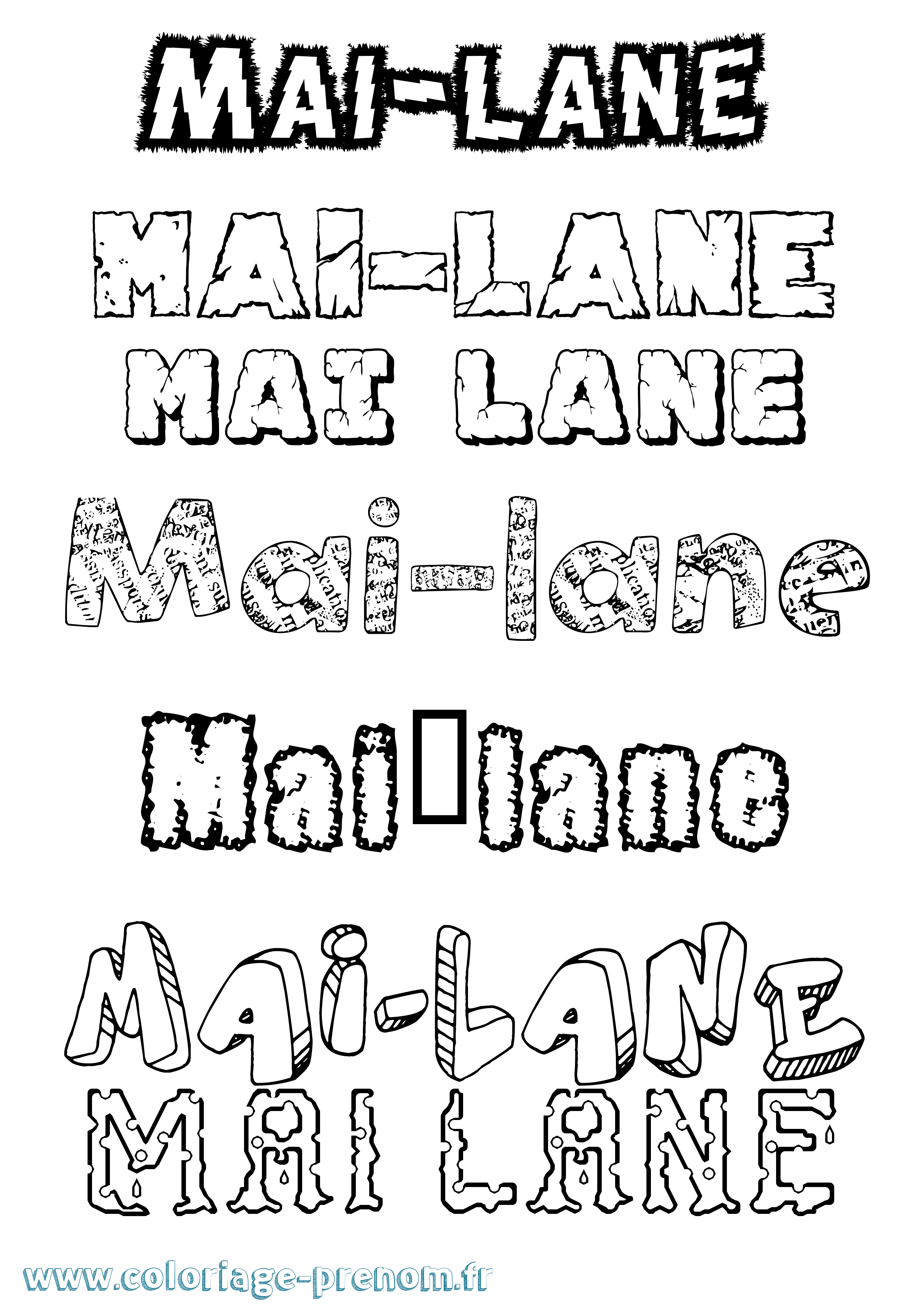 Coloriage Maï-Lane Destructuré Coloriage prénom Maï-Lane Destructuré