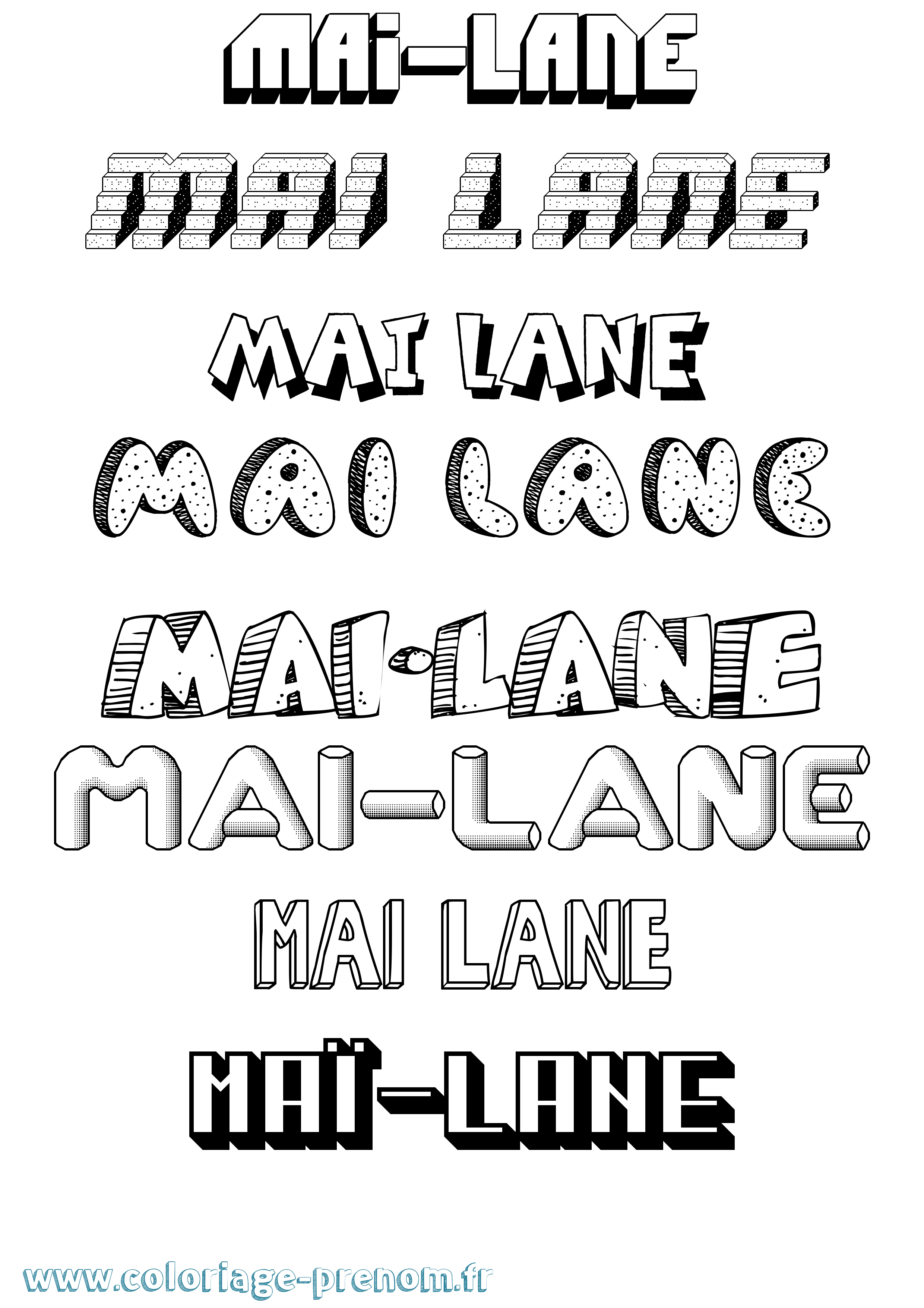 Coloriage Maï-Lane Effet 3D Coloriage prénom Maï-Lane Effet 3D