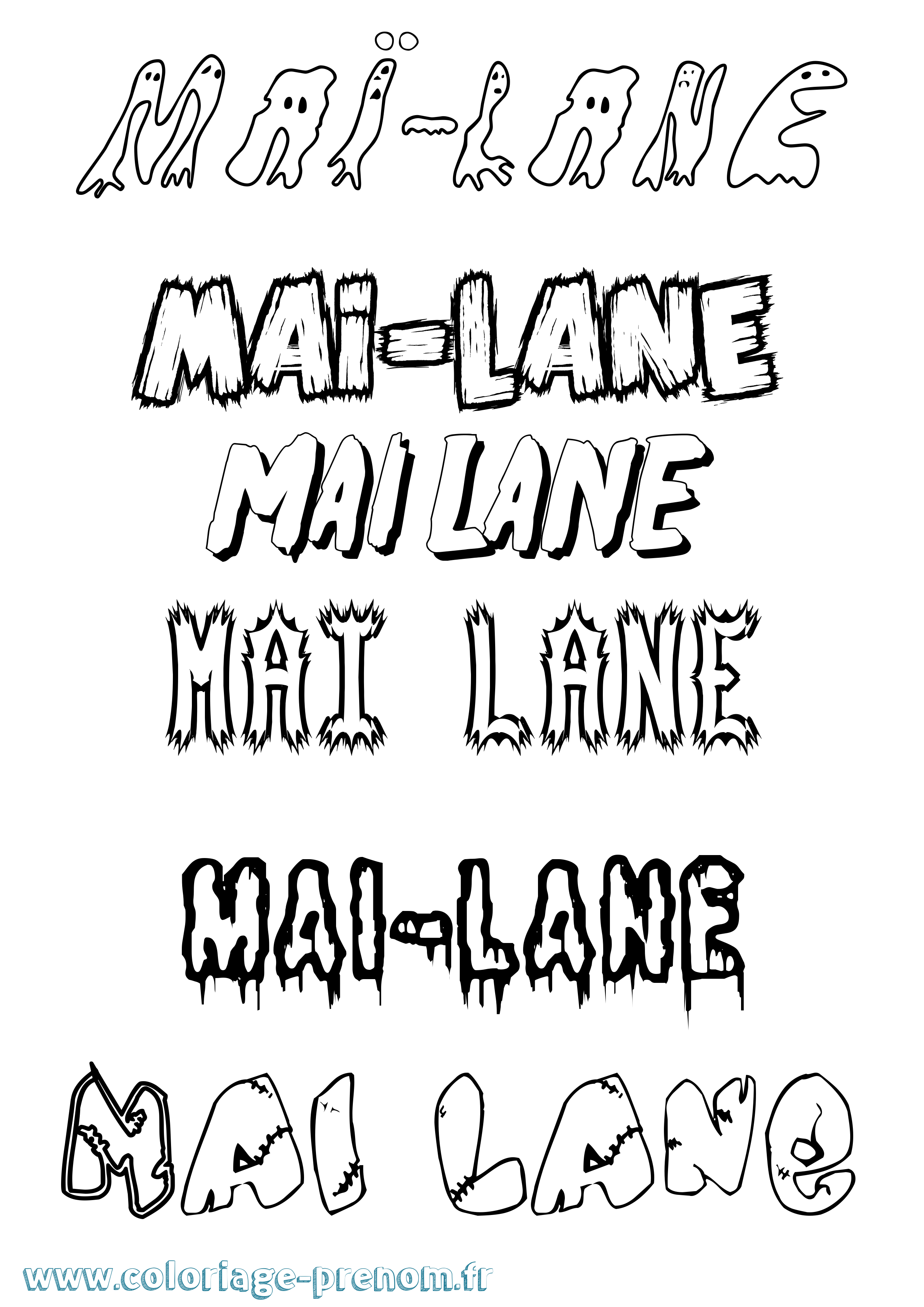 Coloriage Maï-Lane Frisson Coloriage prénom Maï-Lane Frisson