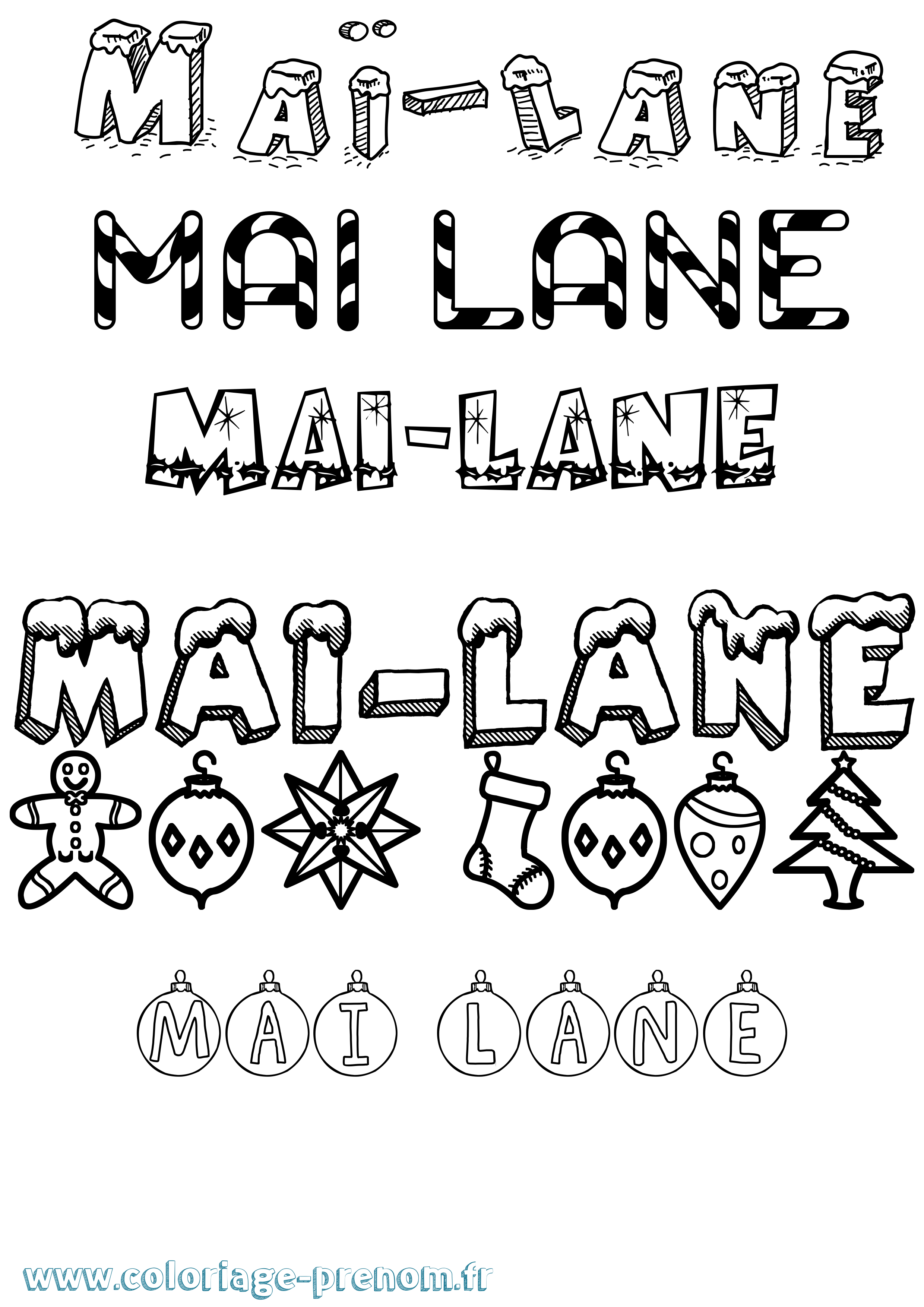 Coloriage Maï-Lane Noël Coloriage prénom Maï-Lane Noël