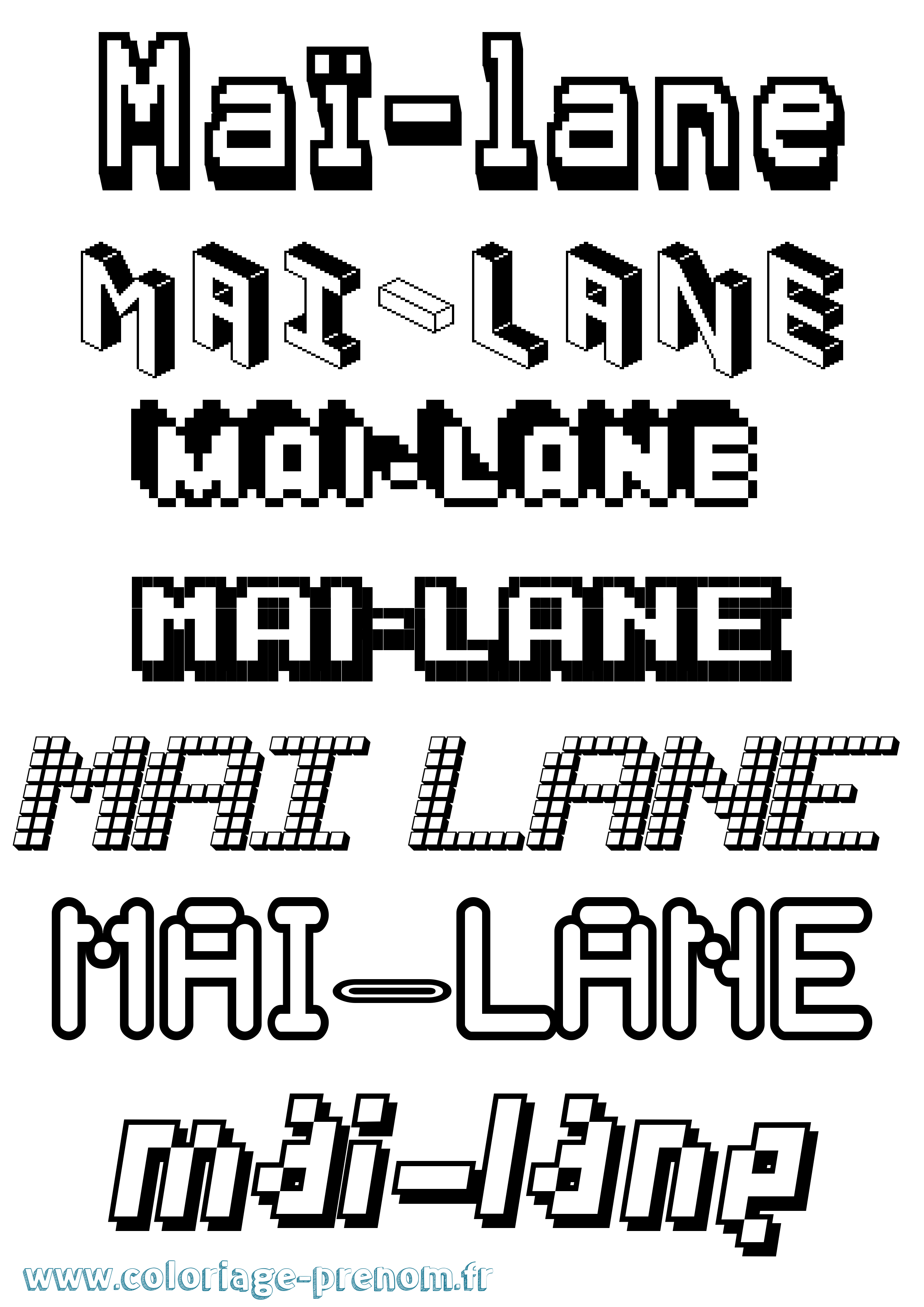 Coloriage Maï-Lane Pixel Coloriage prénom Maï-Lane Pixel