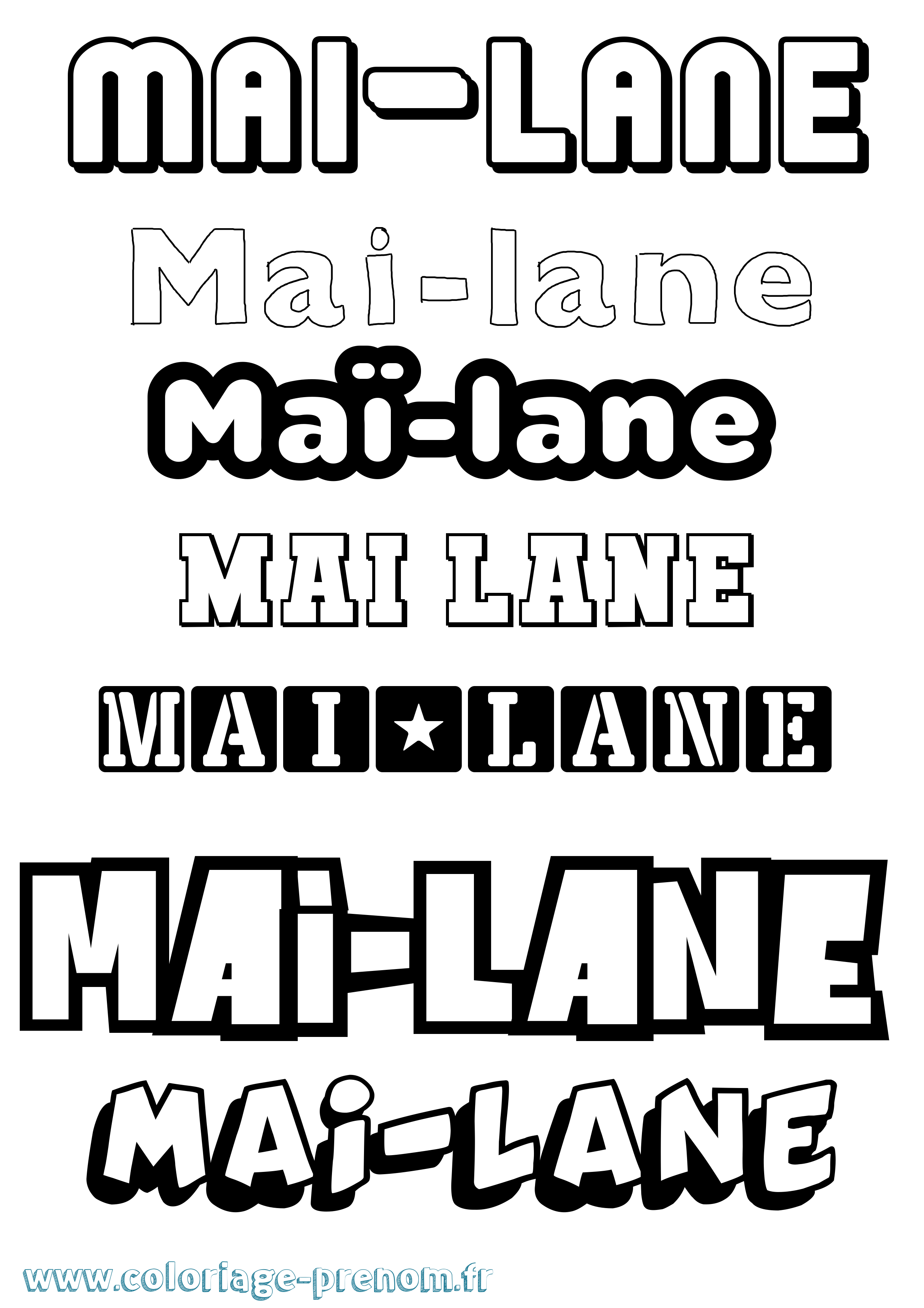 Coloriage Maï-Lane Simple Coloriage prénom Maï-Lane Simple