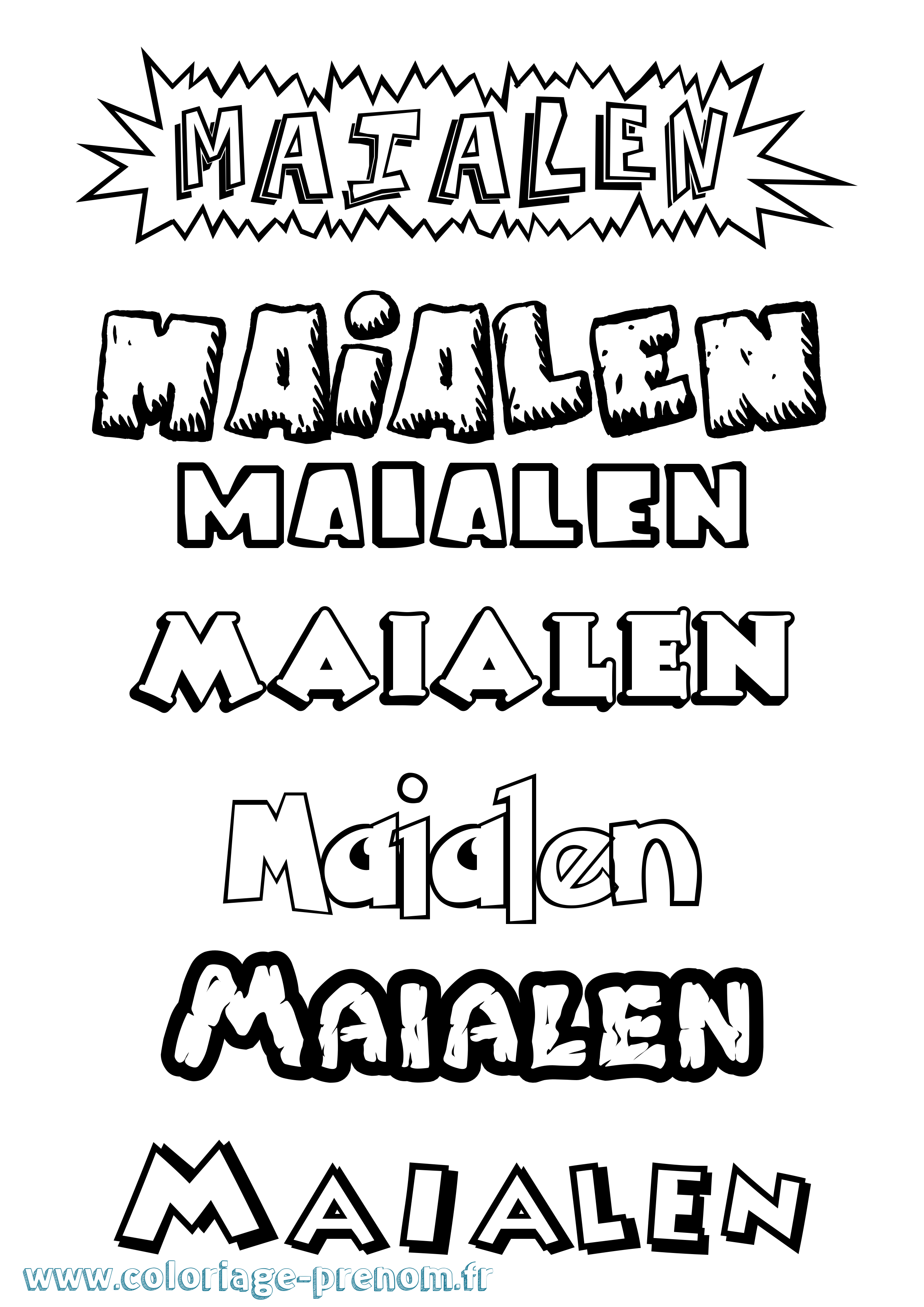 Coloriage Maialen Dessin Animé Coloriage prénom Maialen Dessin Animé