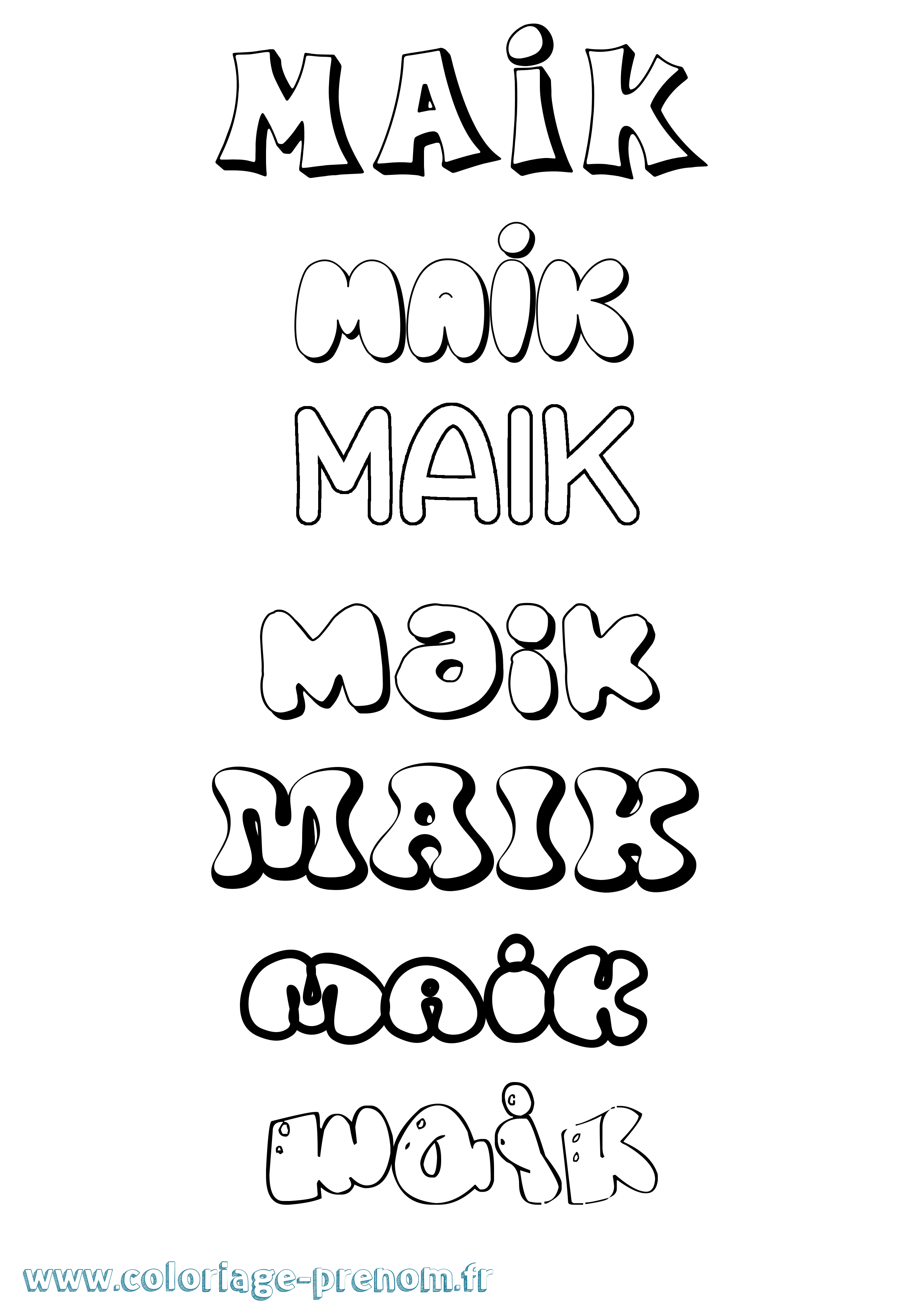 Coloriage Maik Bubble Coloriage prénom Maik Bubble