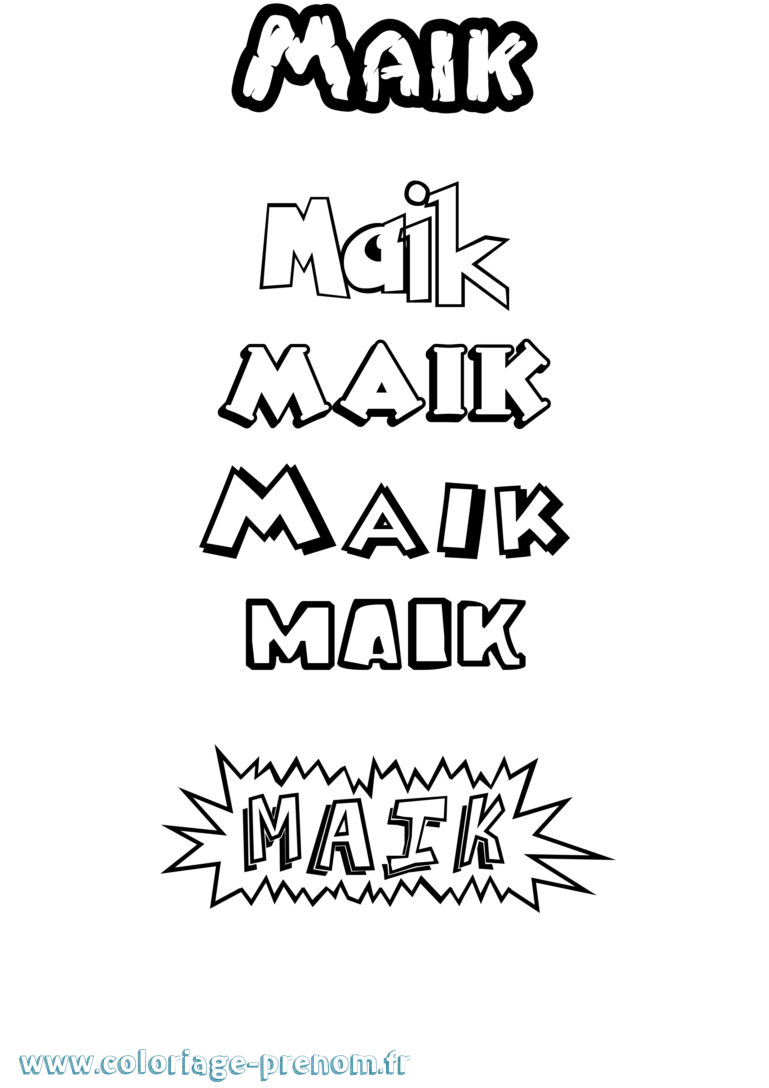 Coloriage Maik Dessin Animé Coloriage prénom Maik Dessin Animé