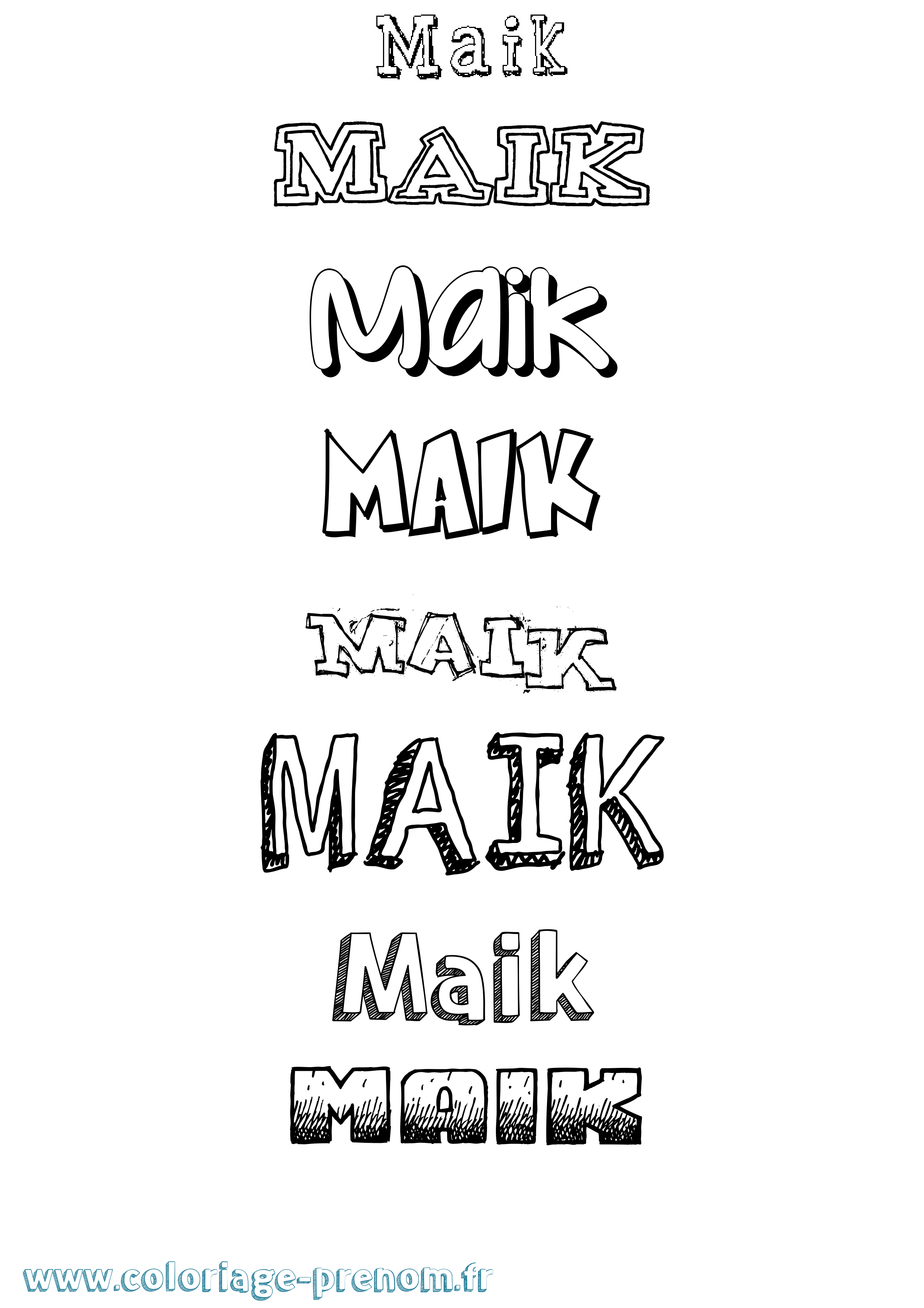 Coloriage Maik Dessiné Coloriage prénom Maik Dessiné