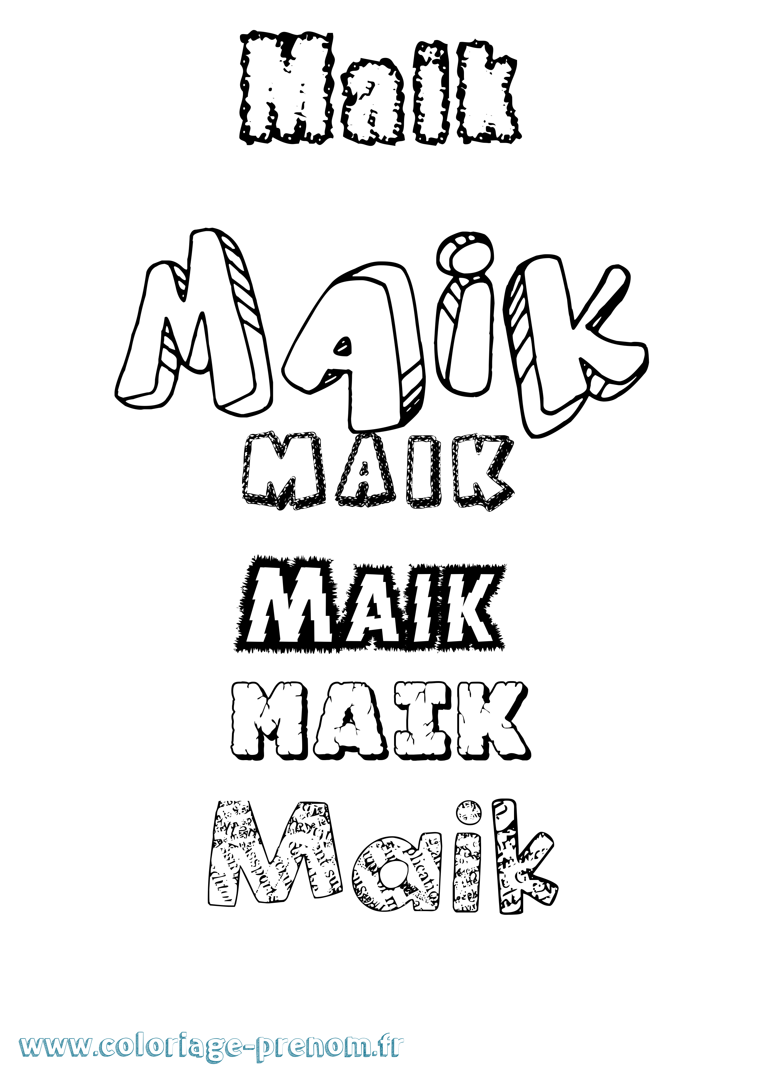 Coloriage Maik Destructuré Coloriage prénom Maik Destructuré