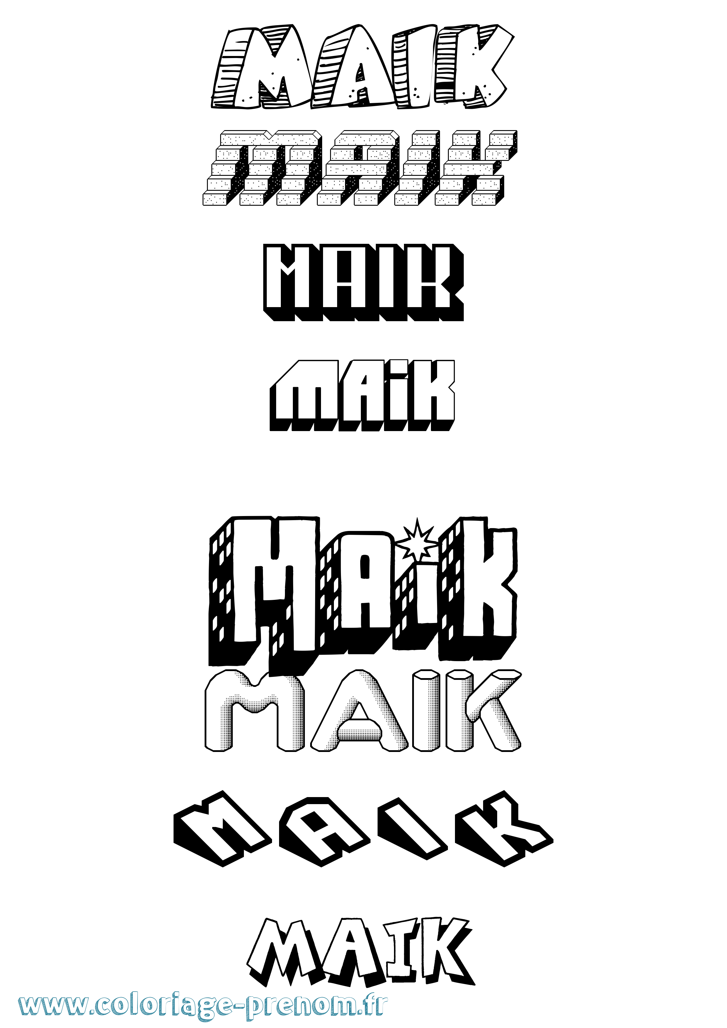 Coloriage Maik Effet 3D Coloriage prénom Maik Effet 3D