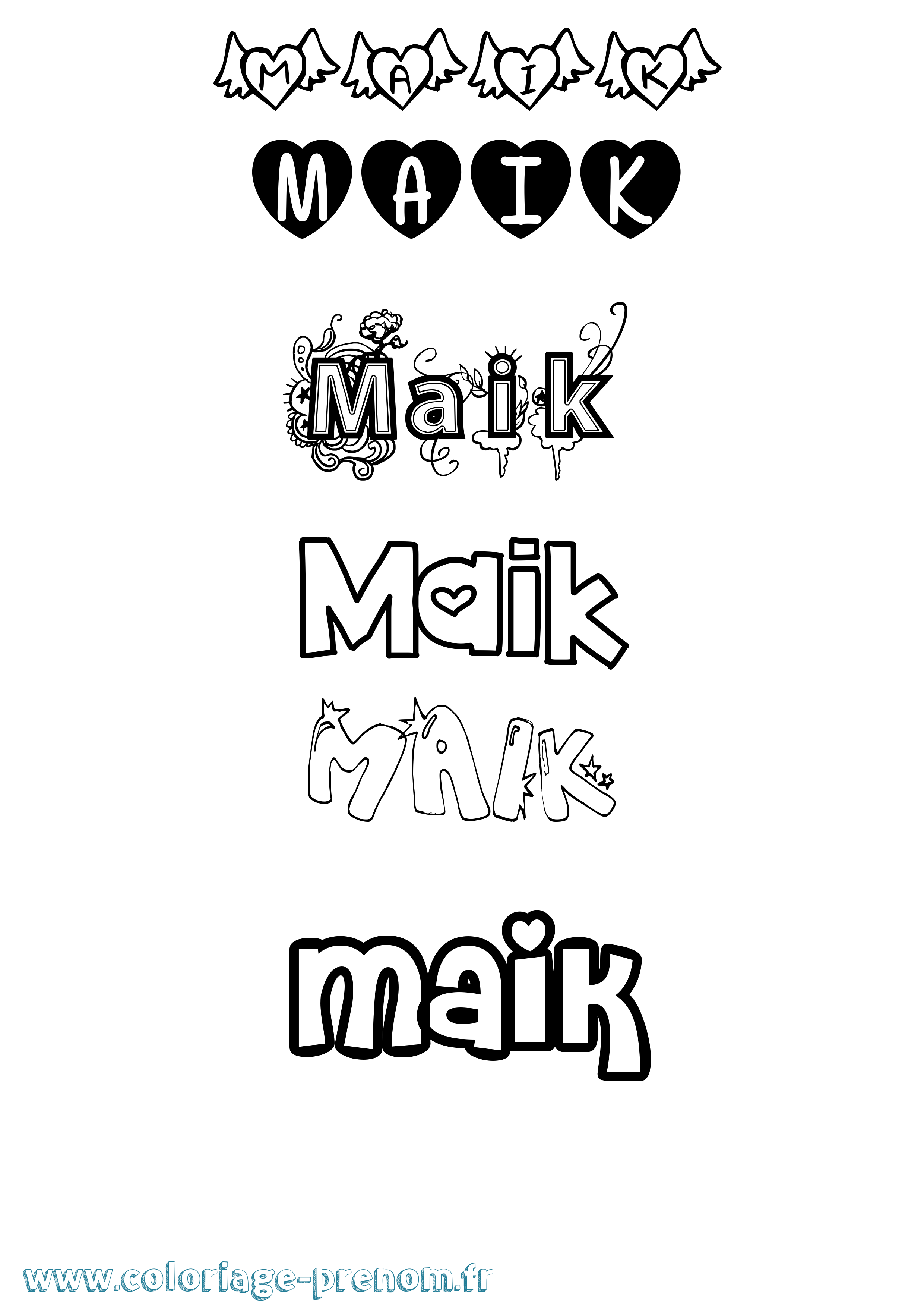 Coloriage Maik Girly Coloriage prénom Maik Girly