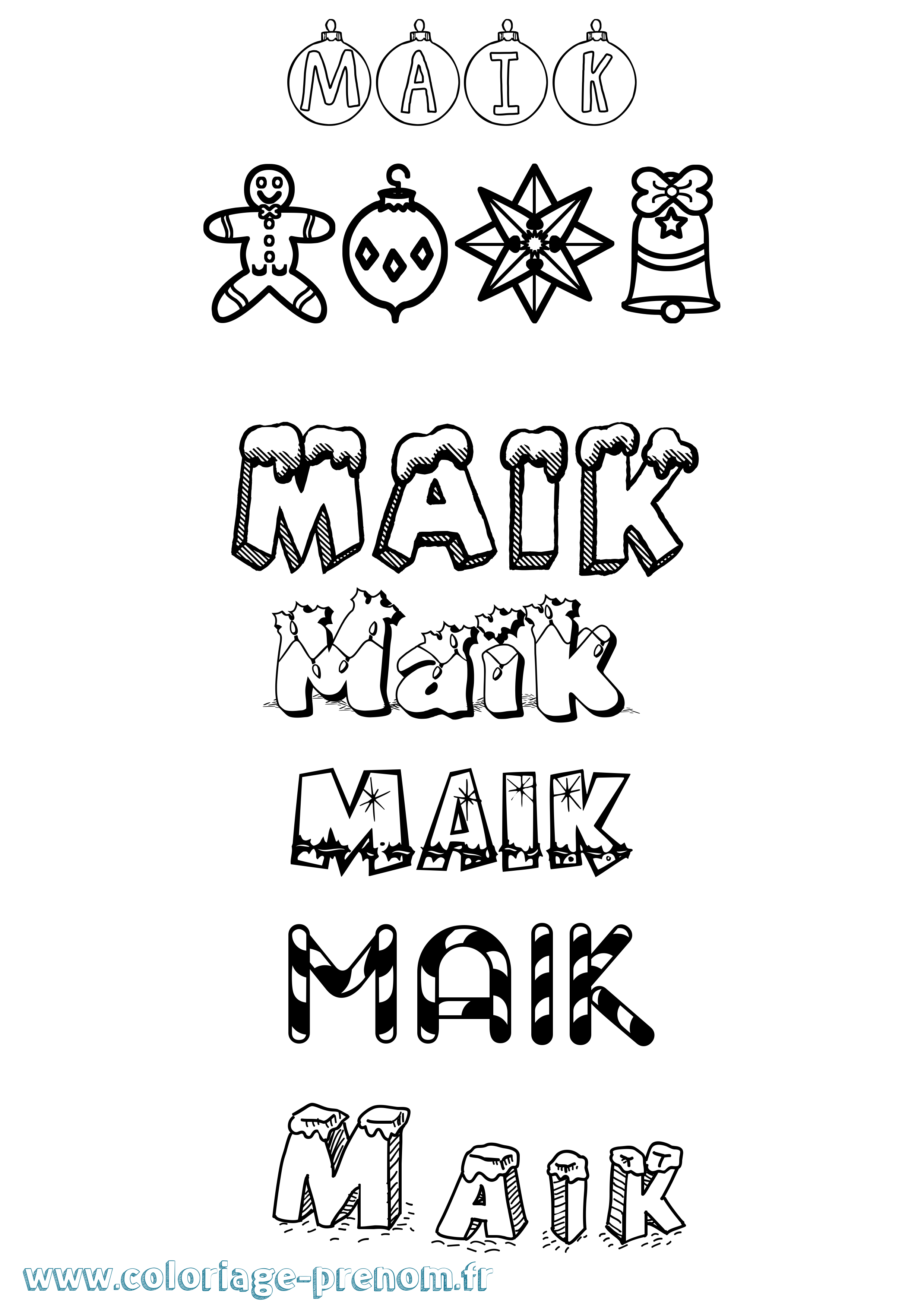 Coloriage Maik Noël Coloriage prénom Maik Noël