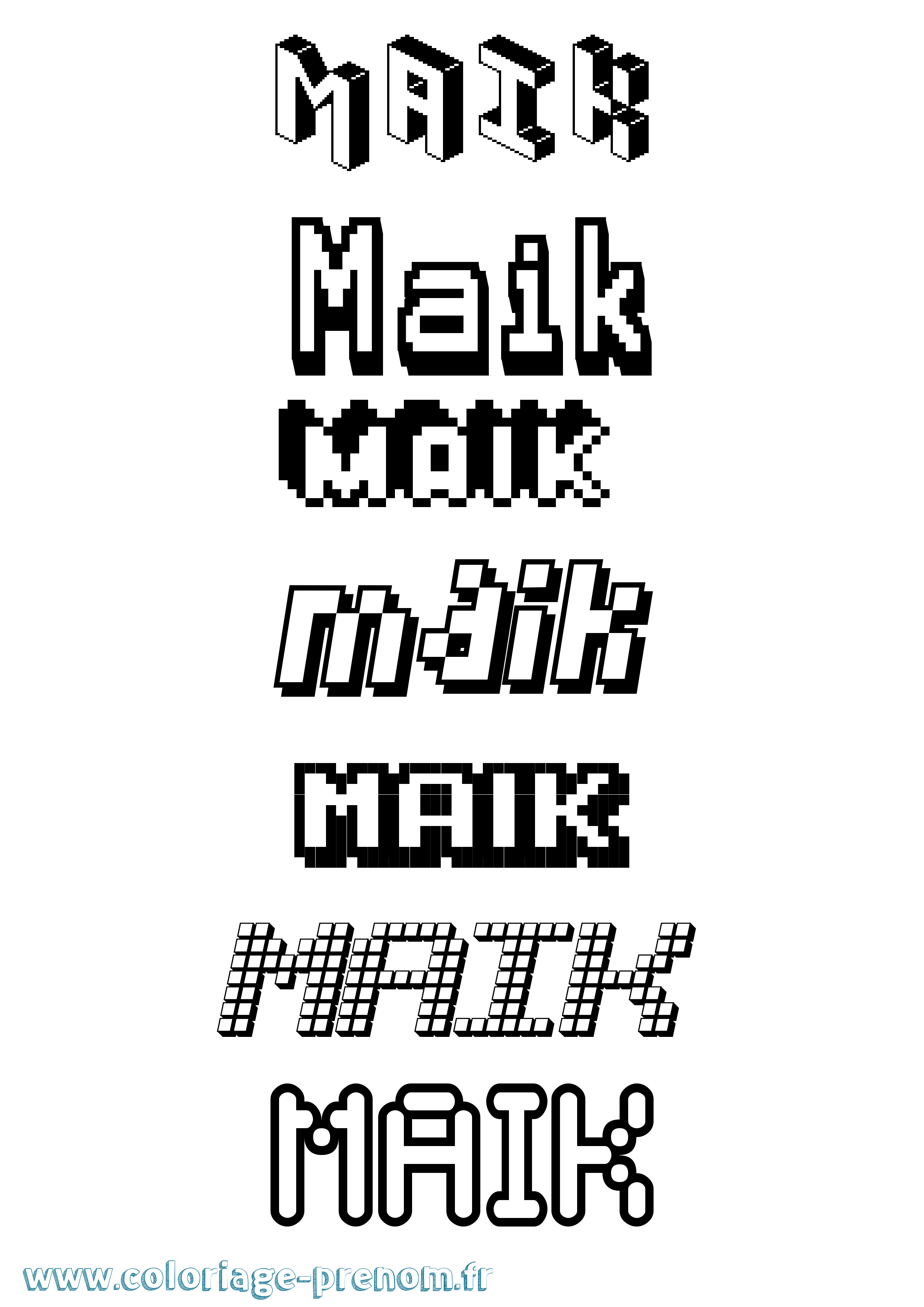 Coloriage Maik Pixel Coloriage prénom Maik Pixel