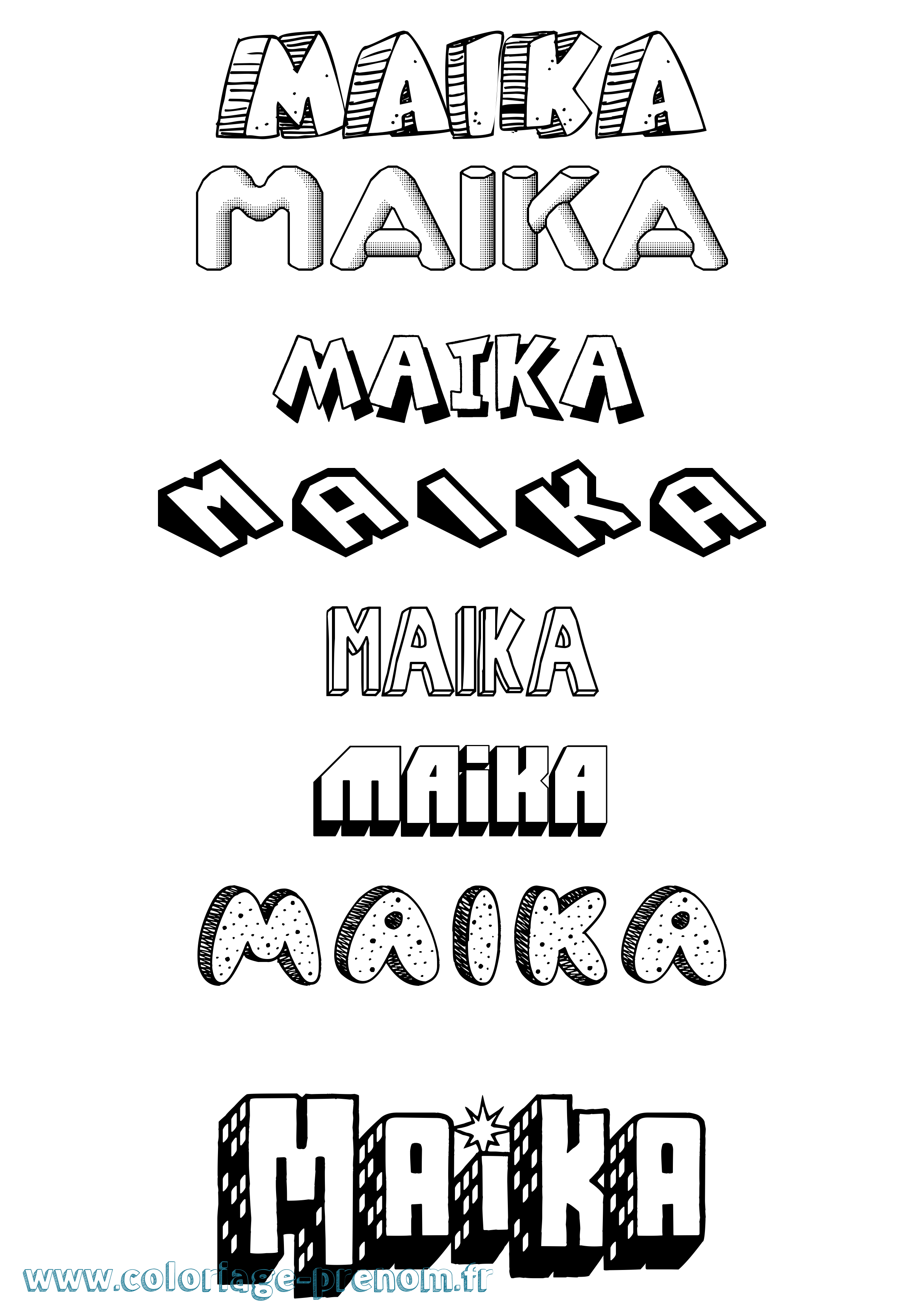 Coloriage Maika Effet 3D Coloriage prénom Maika Effet 3D