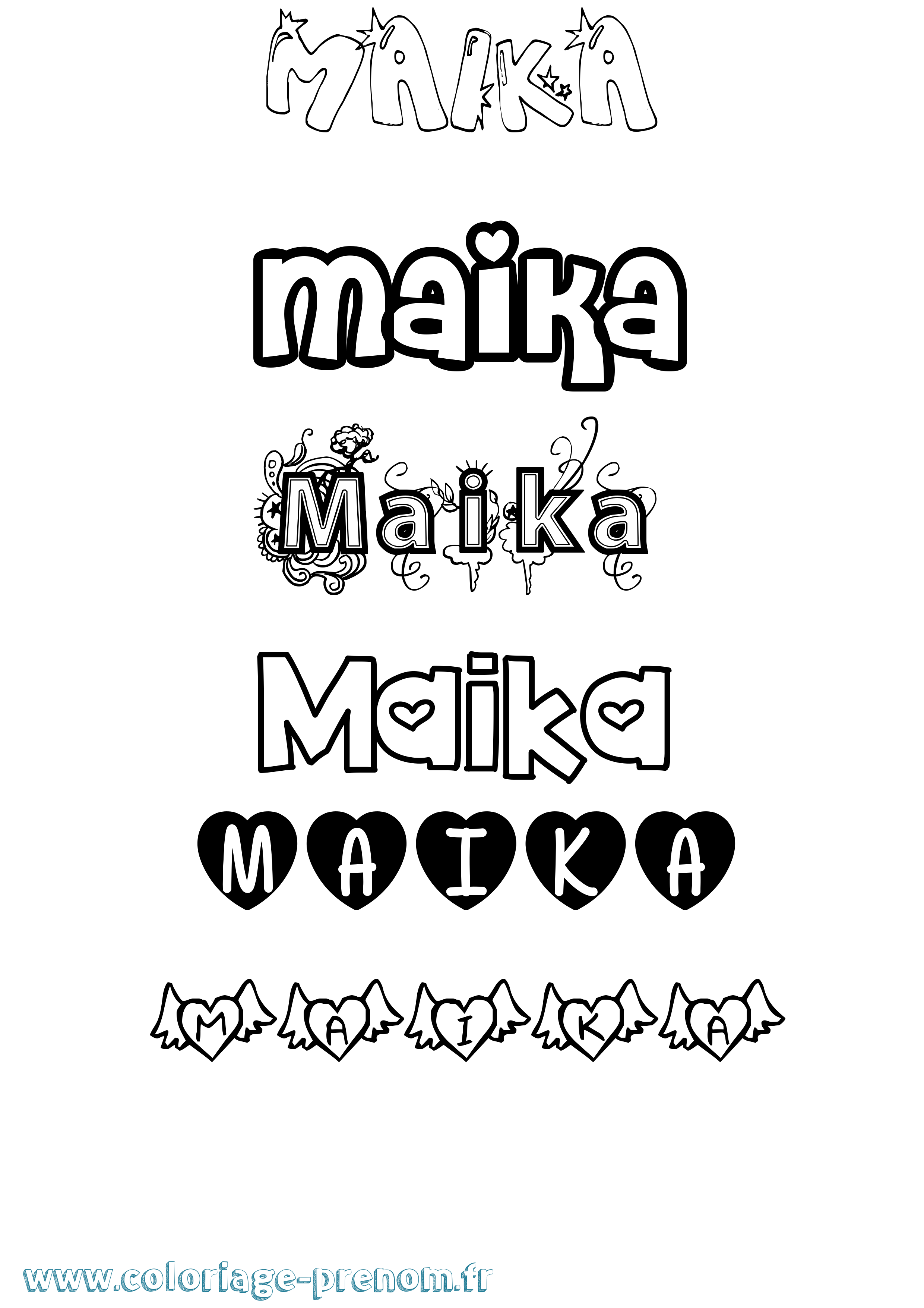 Coloriage Maika Girly Coloriage prénom Maika Girly