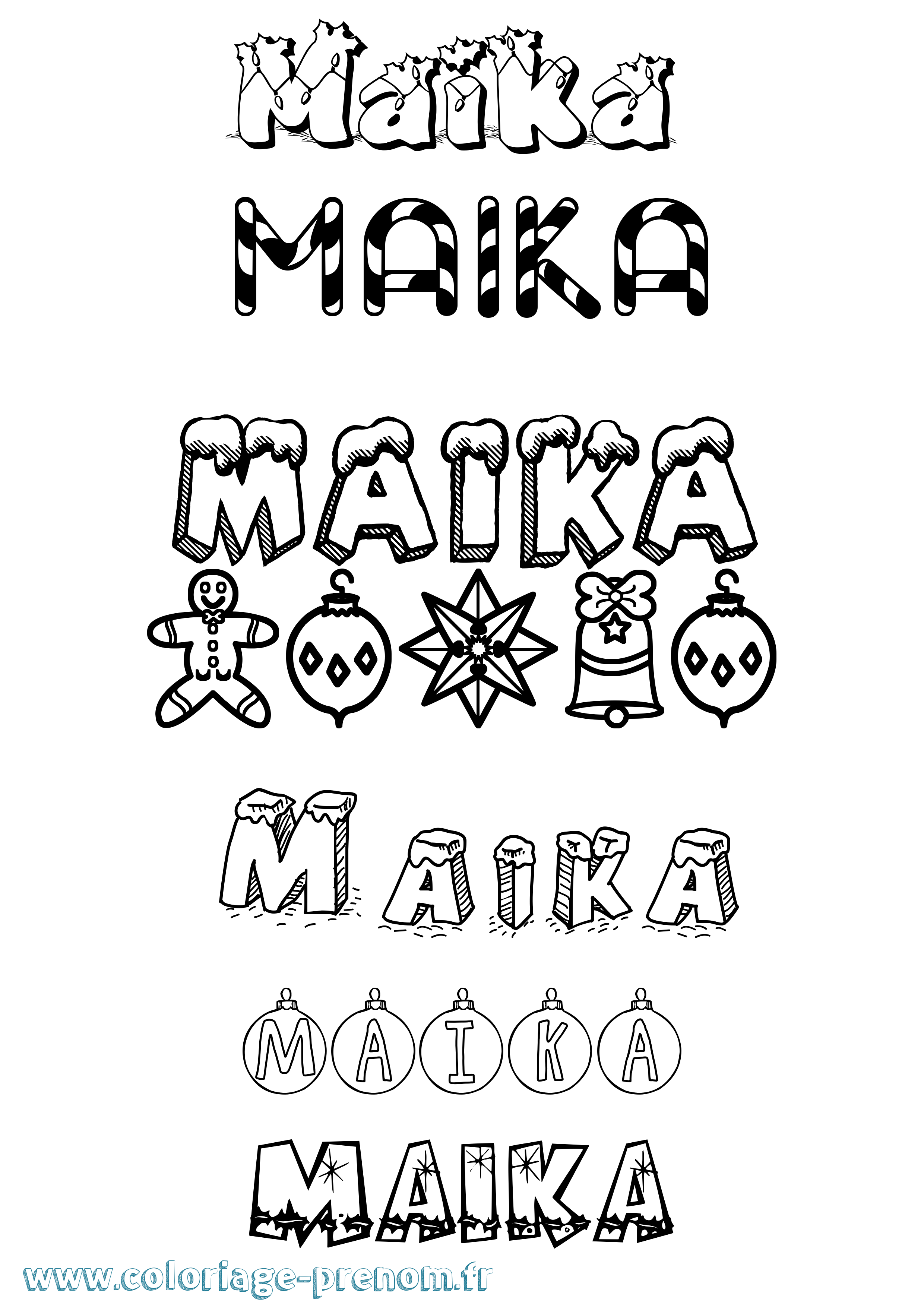 Coloriage Maika Noël Coloriage prénom Maika Noël