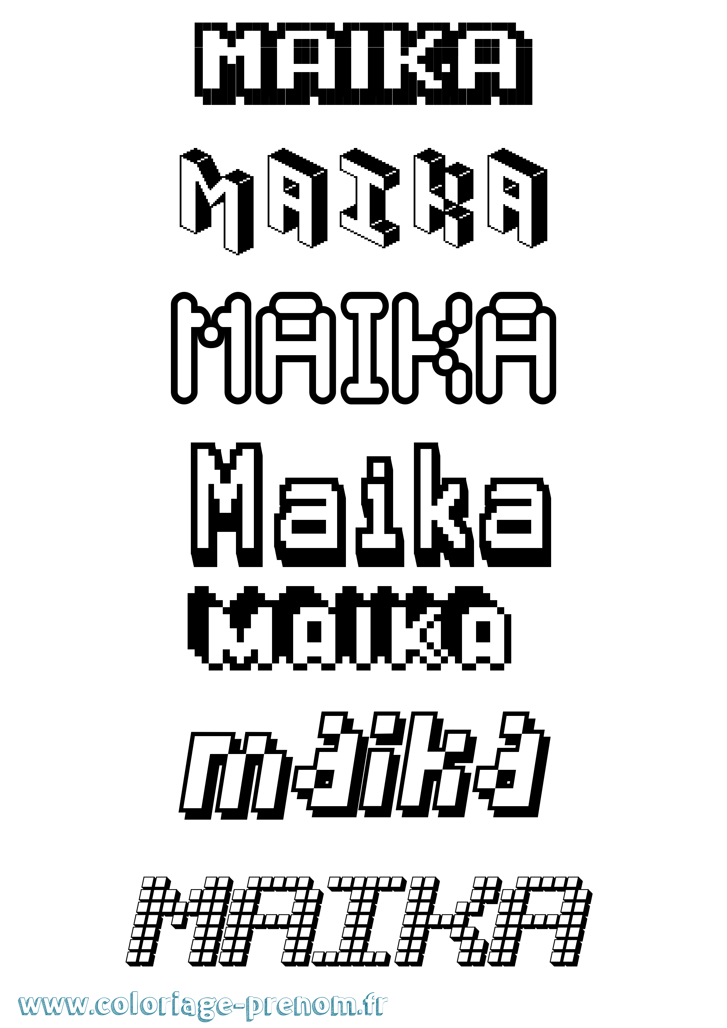 Coloriage Maika Pixel Coloriage prénom Maika Pixel