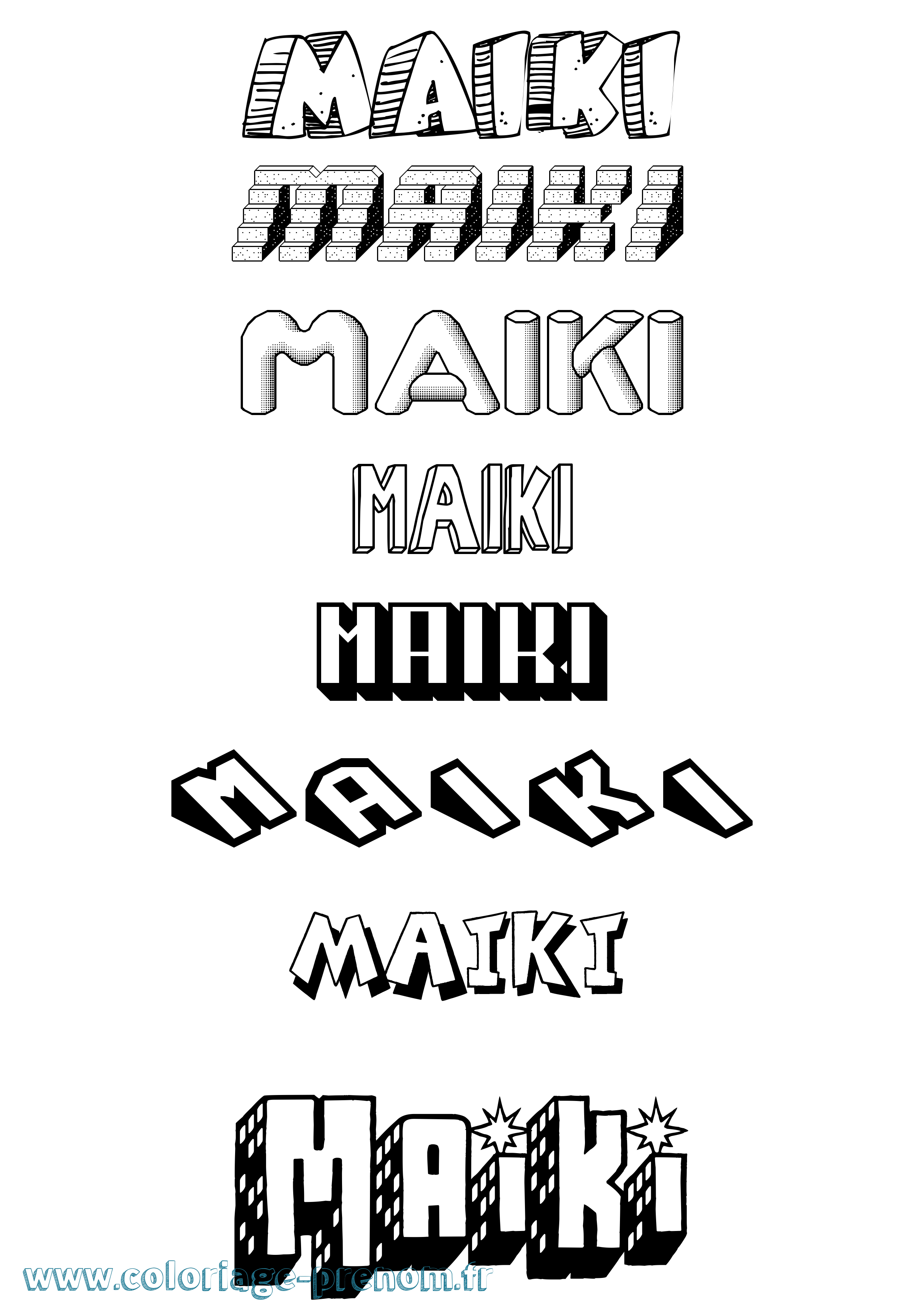 Coloriage Maiki Effet 3D Coloriage prénom Maiki Effet 3D
