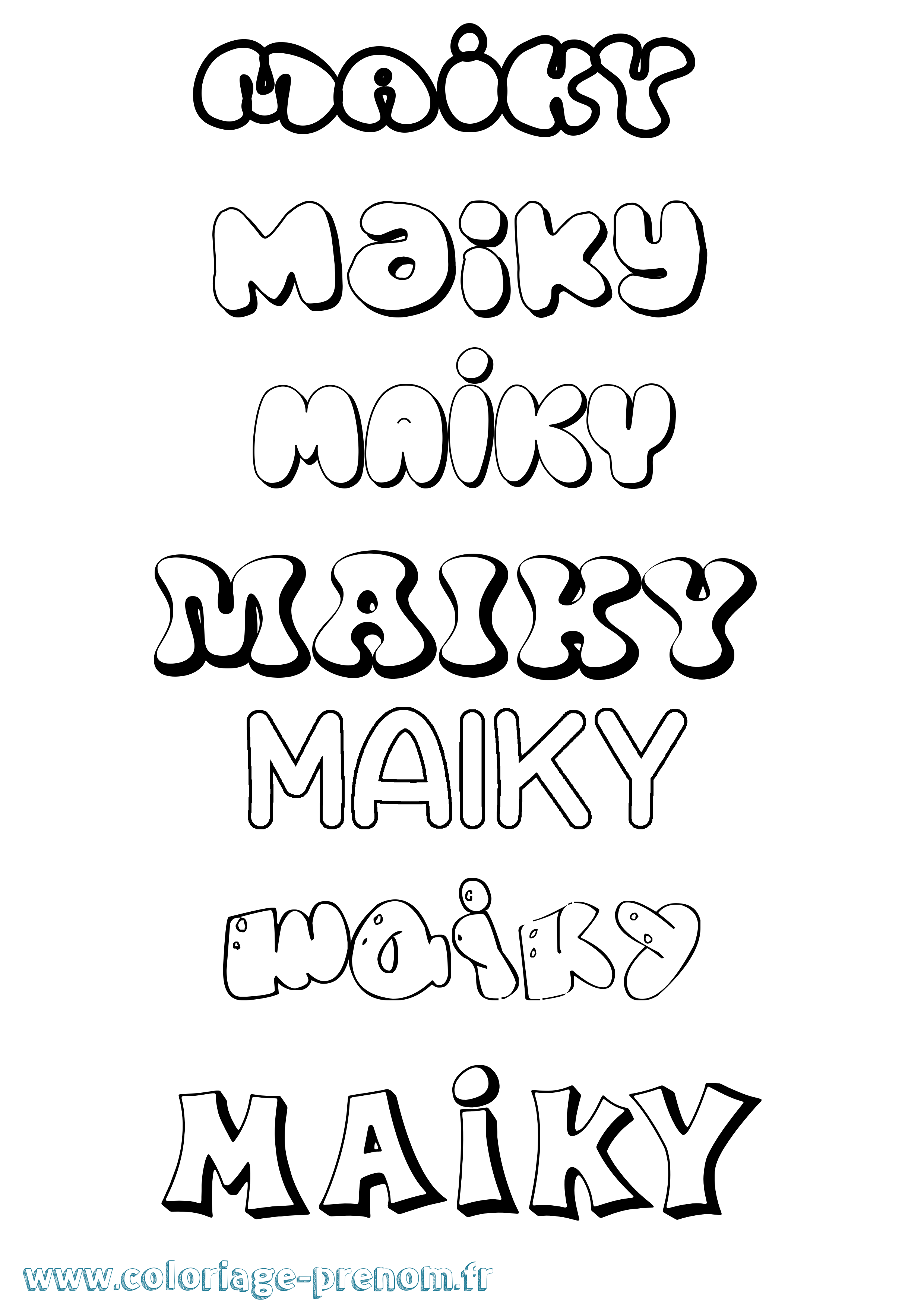 Coloriage Maiky Bubble Coloriage prénom Maiky Bubble