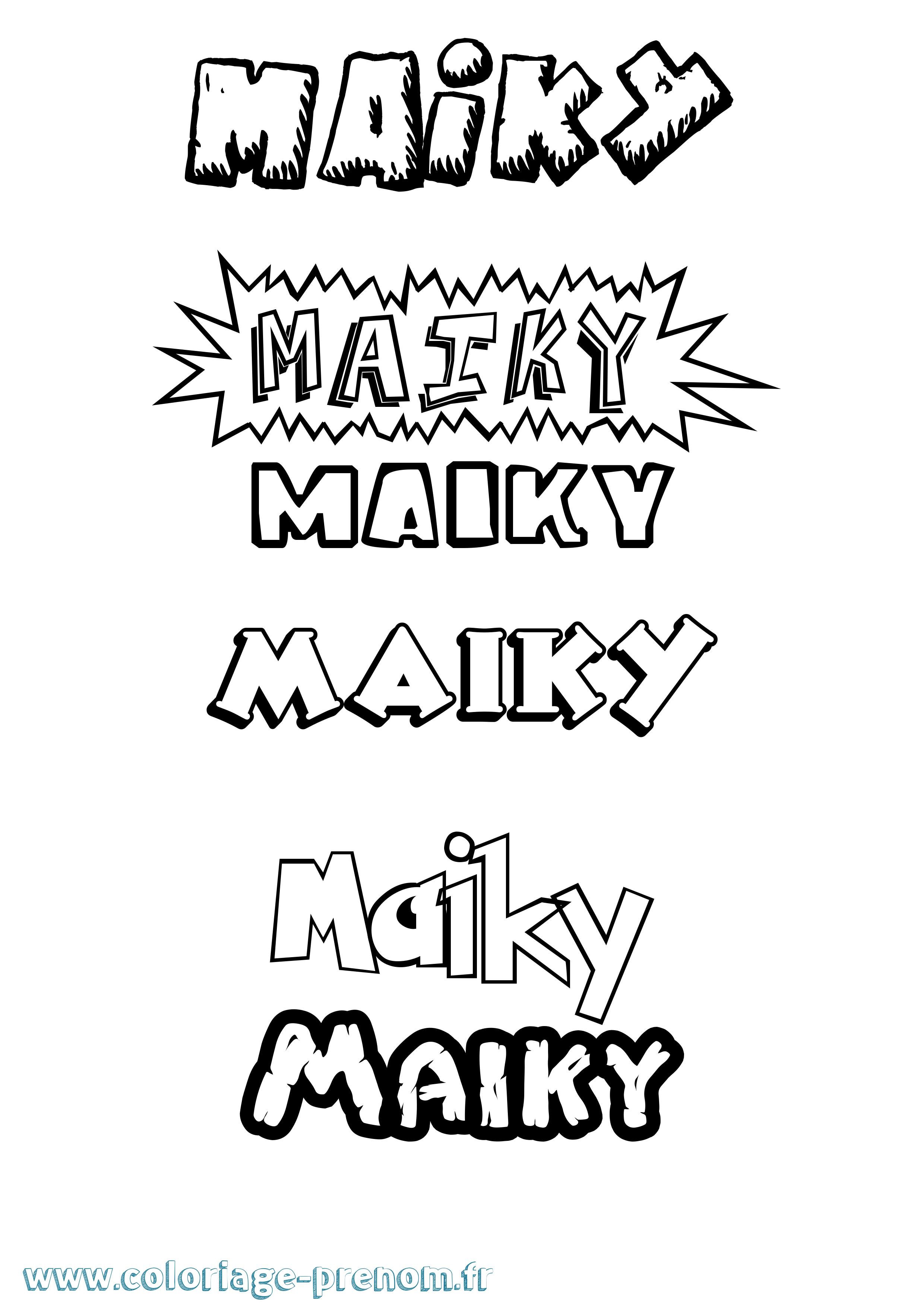Coloriage Maiky Dessin Animé Coloriage prénom Maiky Dessin Animé