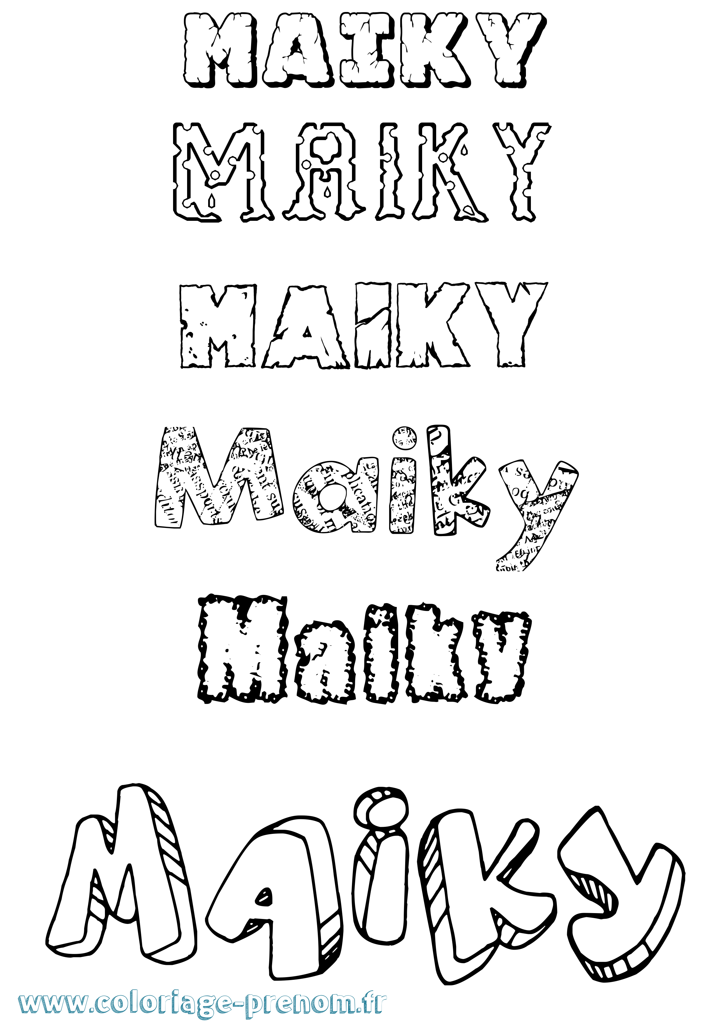 Coloriage Maiky Destructuré Coloriage prénom Maiky Destructuré