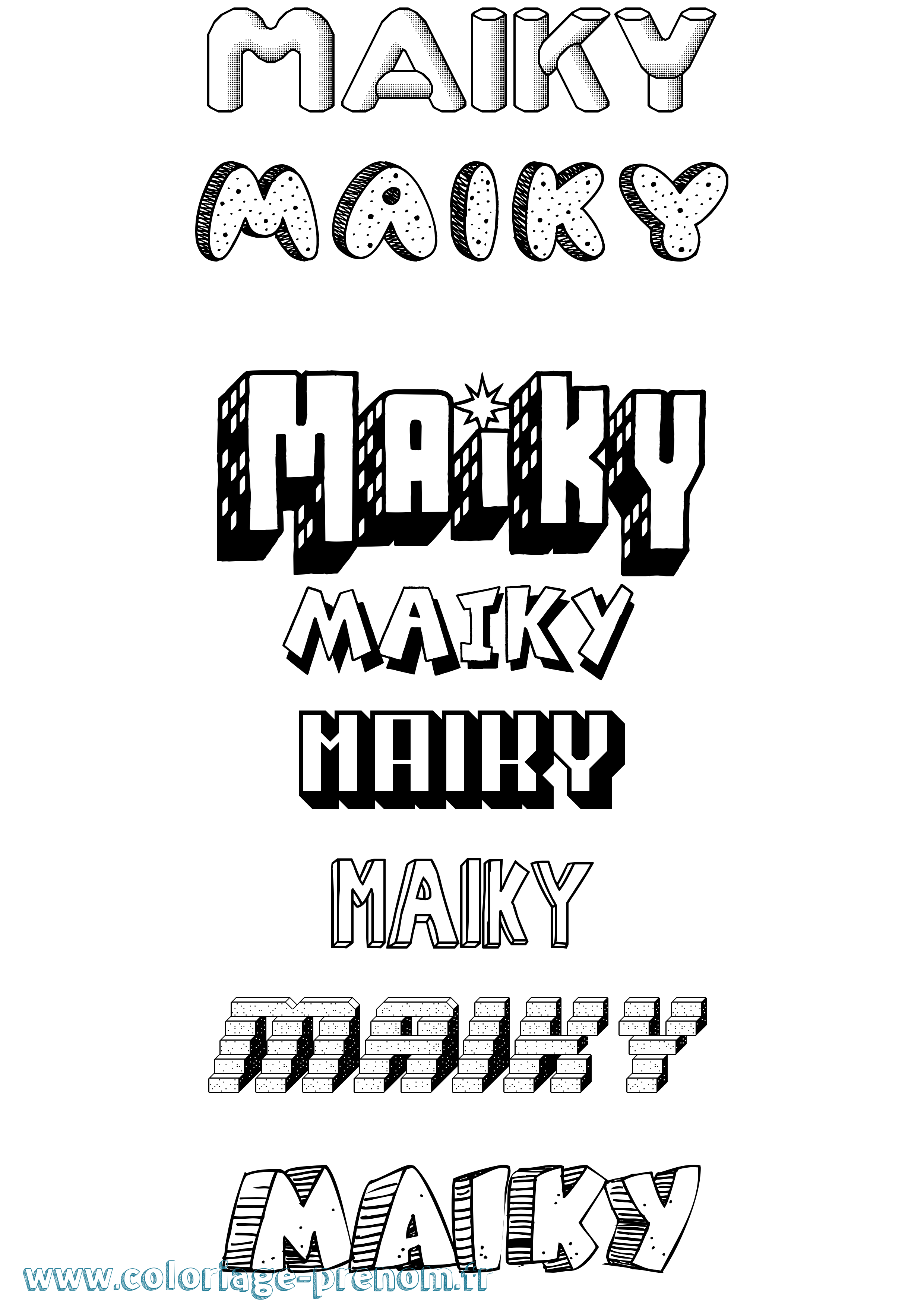Coloriage Maiky Effet 3D Coloriage prénom Maiky Effet 3D
