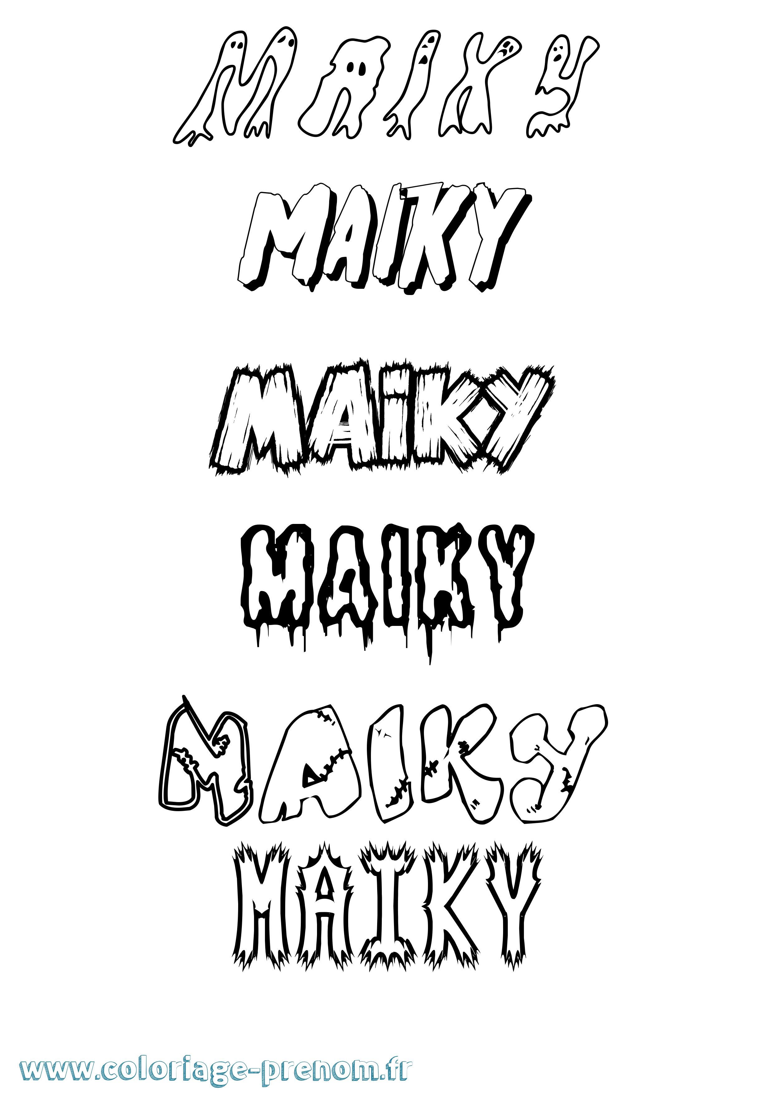 Coloriage Maiky Frisson Coloriage prénom Maiky Frisson