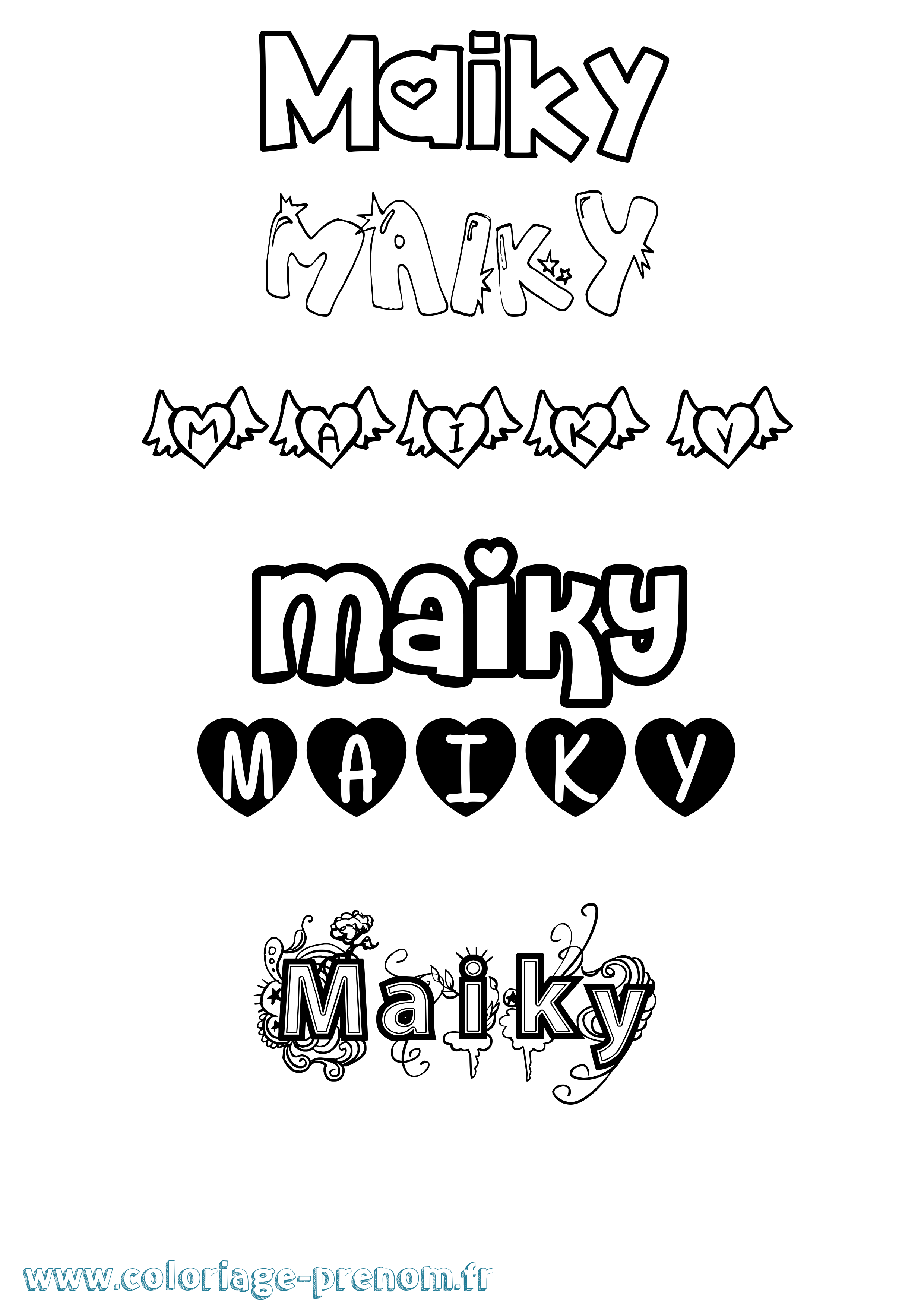Coloriage Maiky Girly Coloriage prénom Maiky Girly