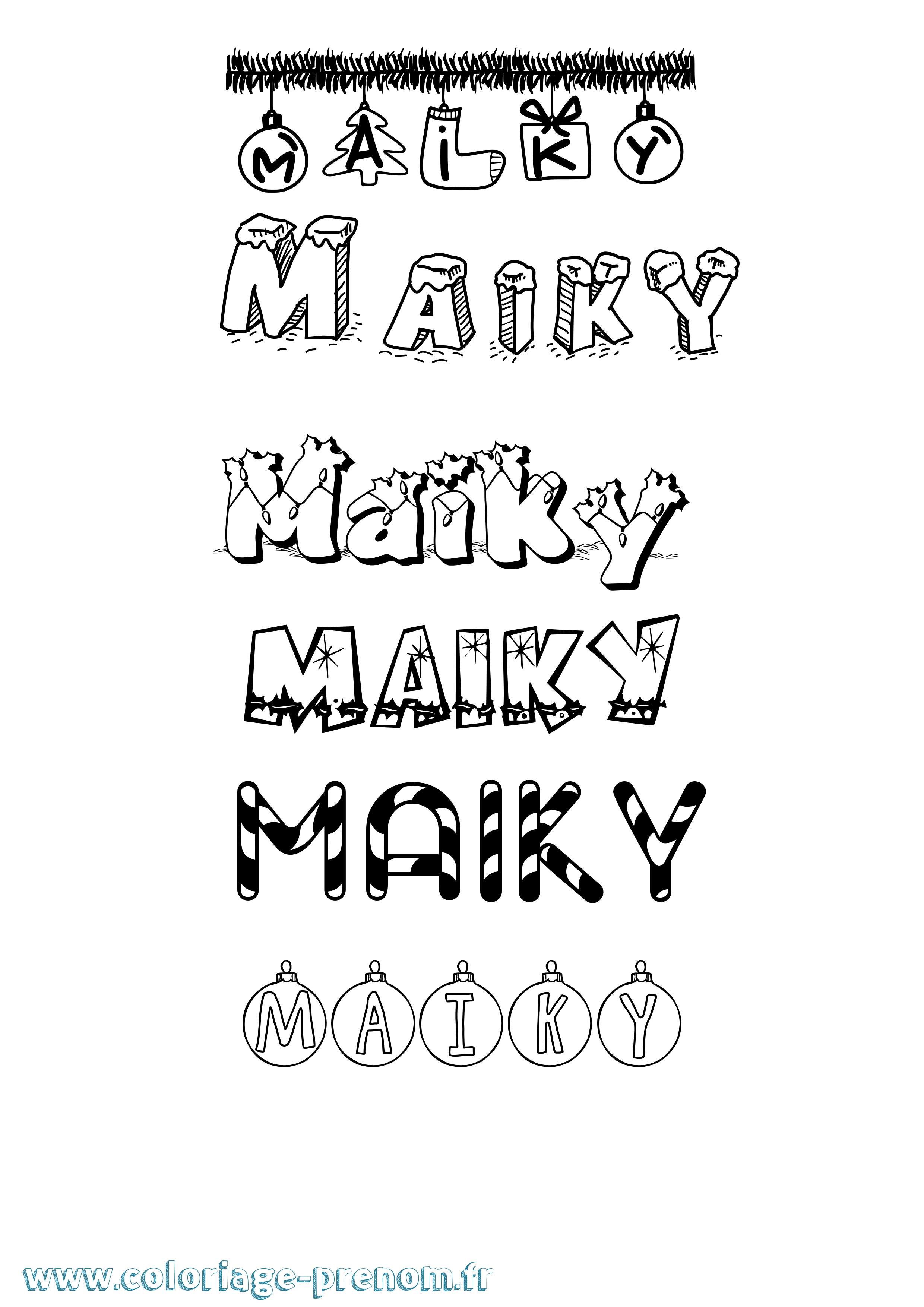 Coloriage Maiky Noël Coloriage prénom Maiky Noël