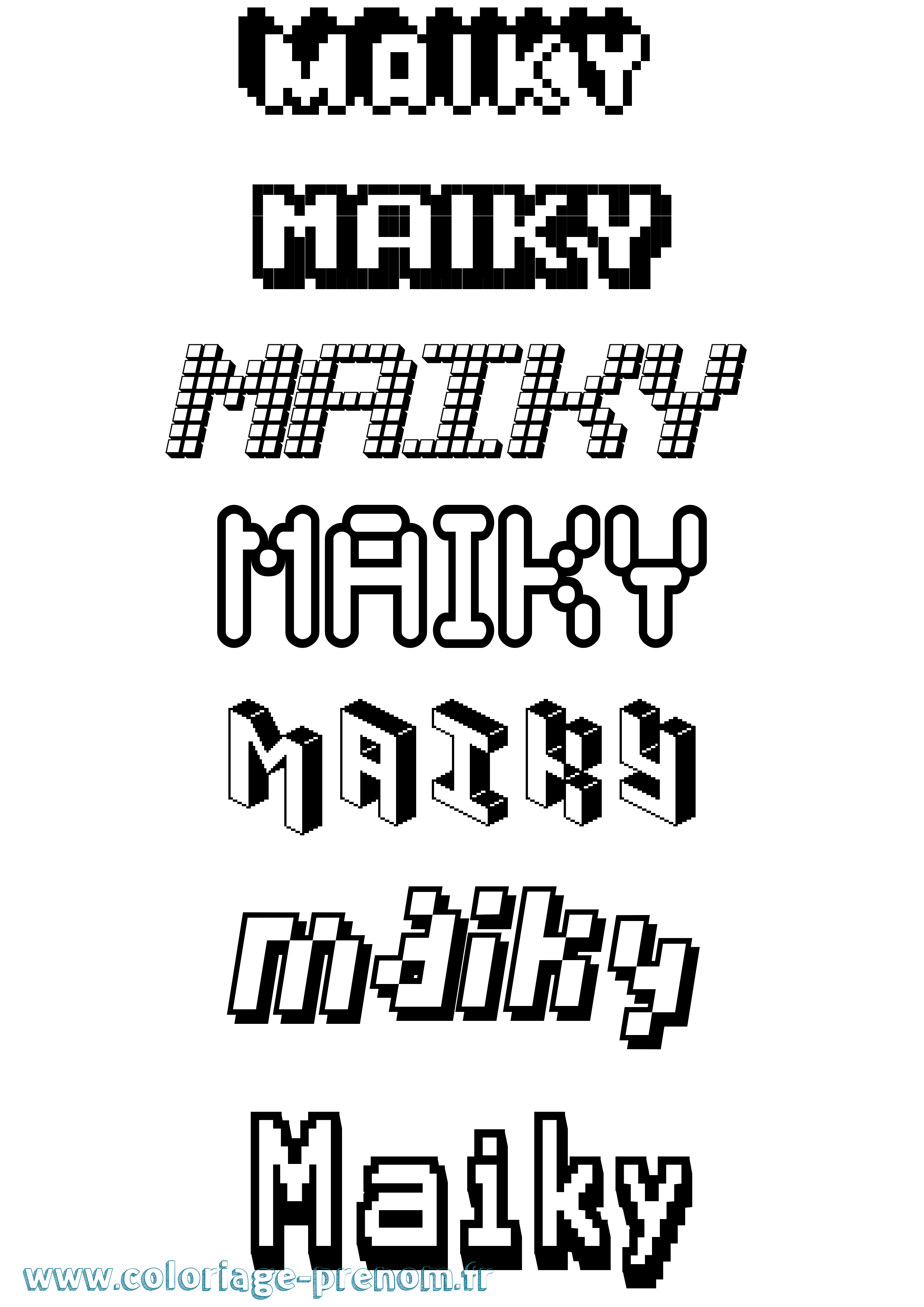 Coloriage Maiky Pixel Coloriage prénom Maiky Pixel