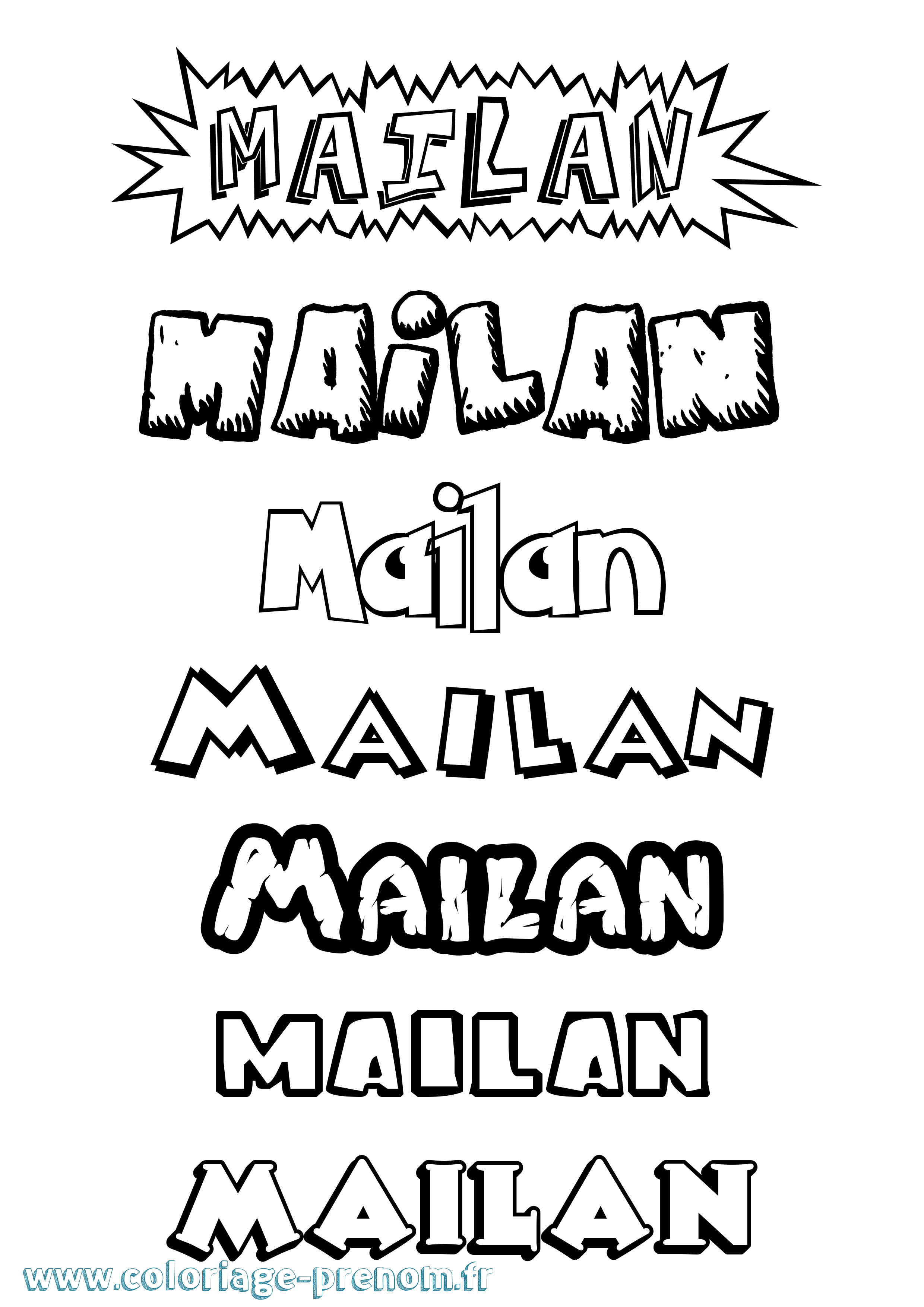 Coloriage Mailan Dessin Animé Coloriage prénom Mailan Dessin Animé