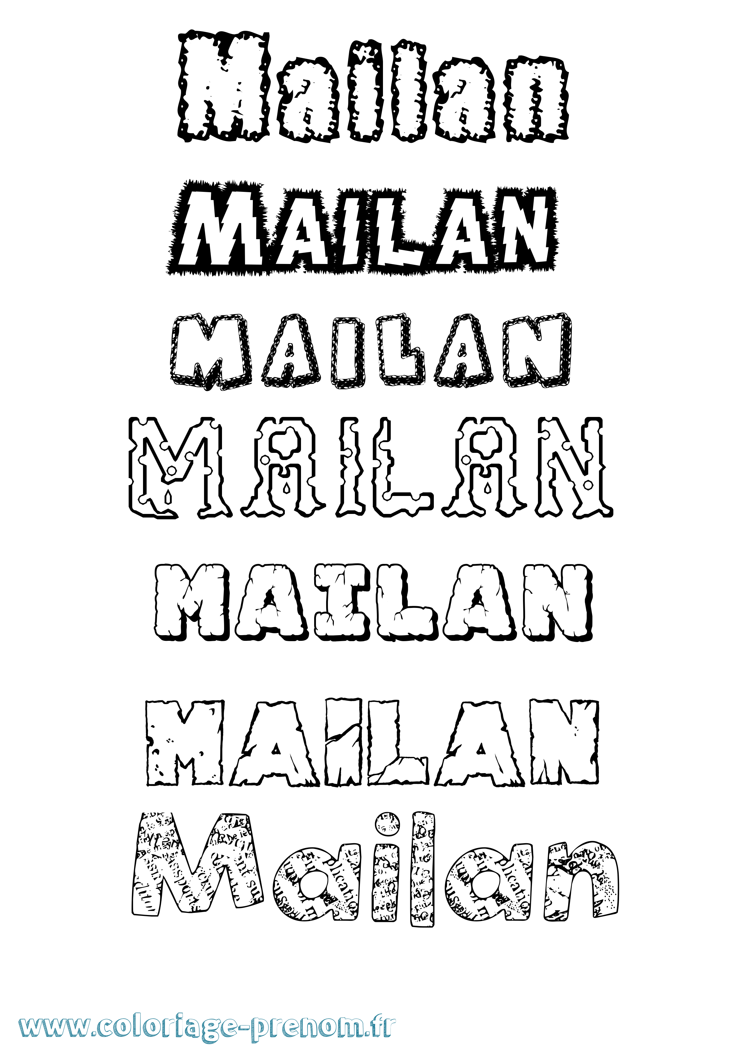 Coloriage Mailan Destructuré Coloriage prénom Mailan Destructuré