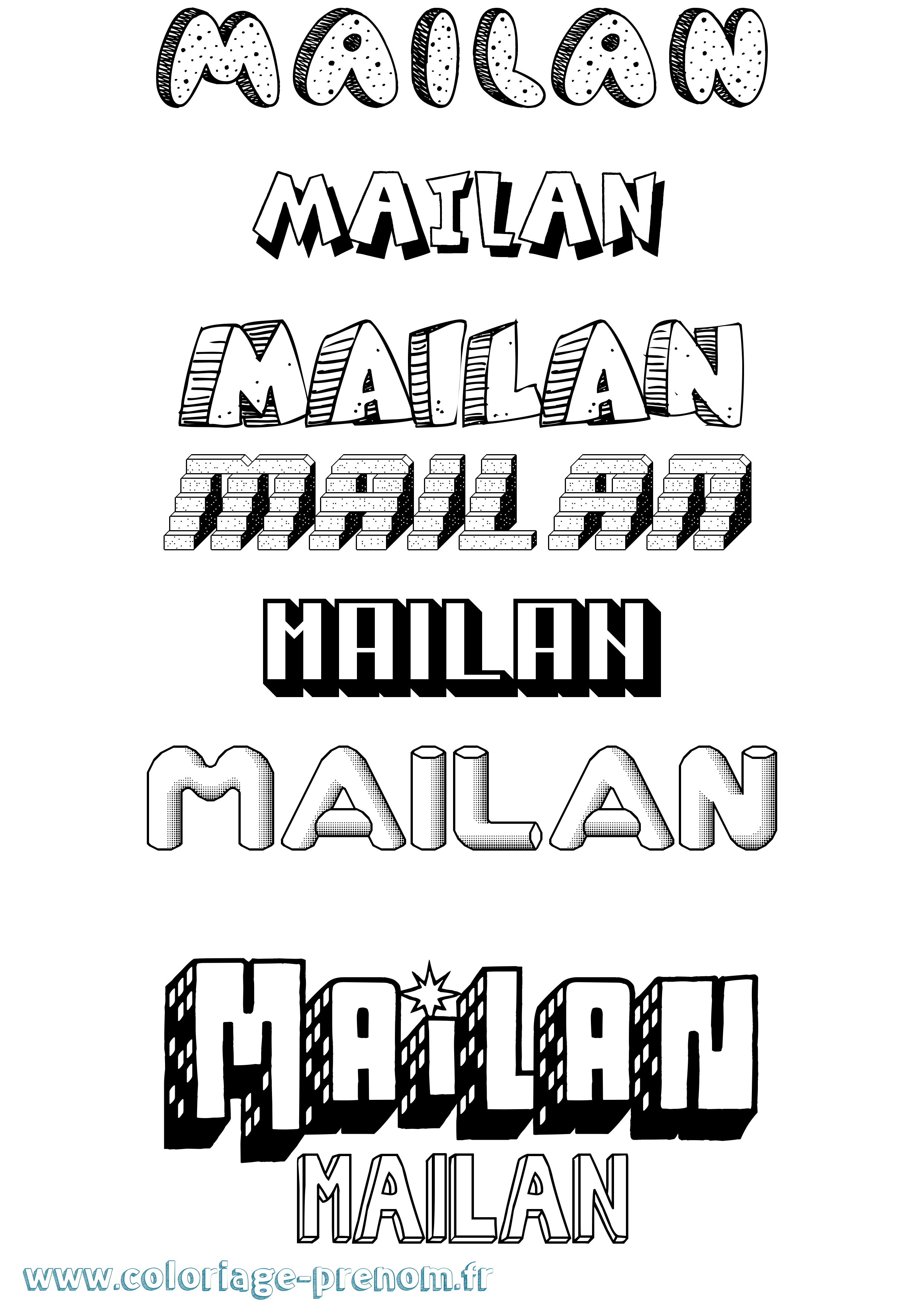 Coloriage Mailan Effet 3D Coloriage prénom Mailan Effet 3D