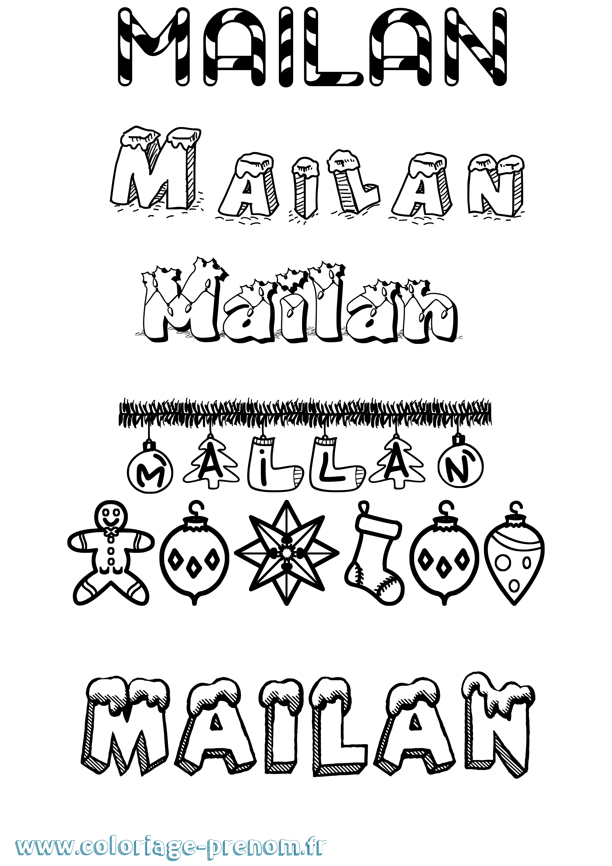 Coloriage Mailan Noël Coloriage prénom Mailan Noël