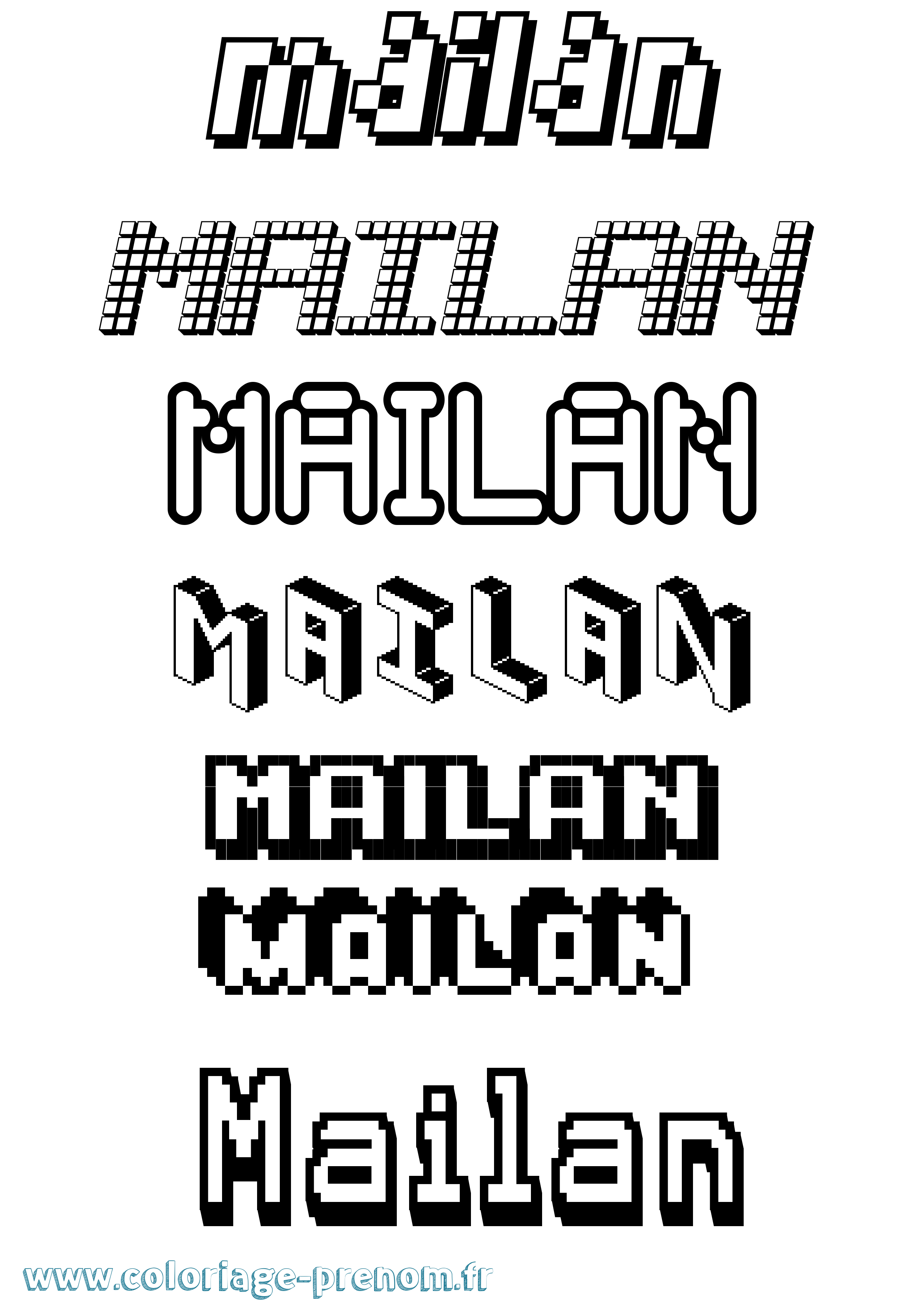 Coloriage Mailan Pixel Coloriage prénom Mailan Pixel