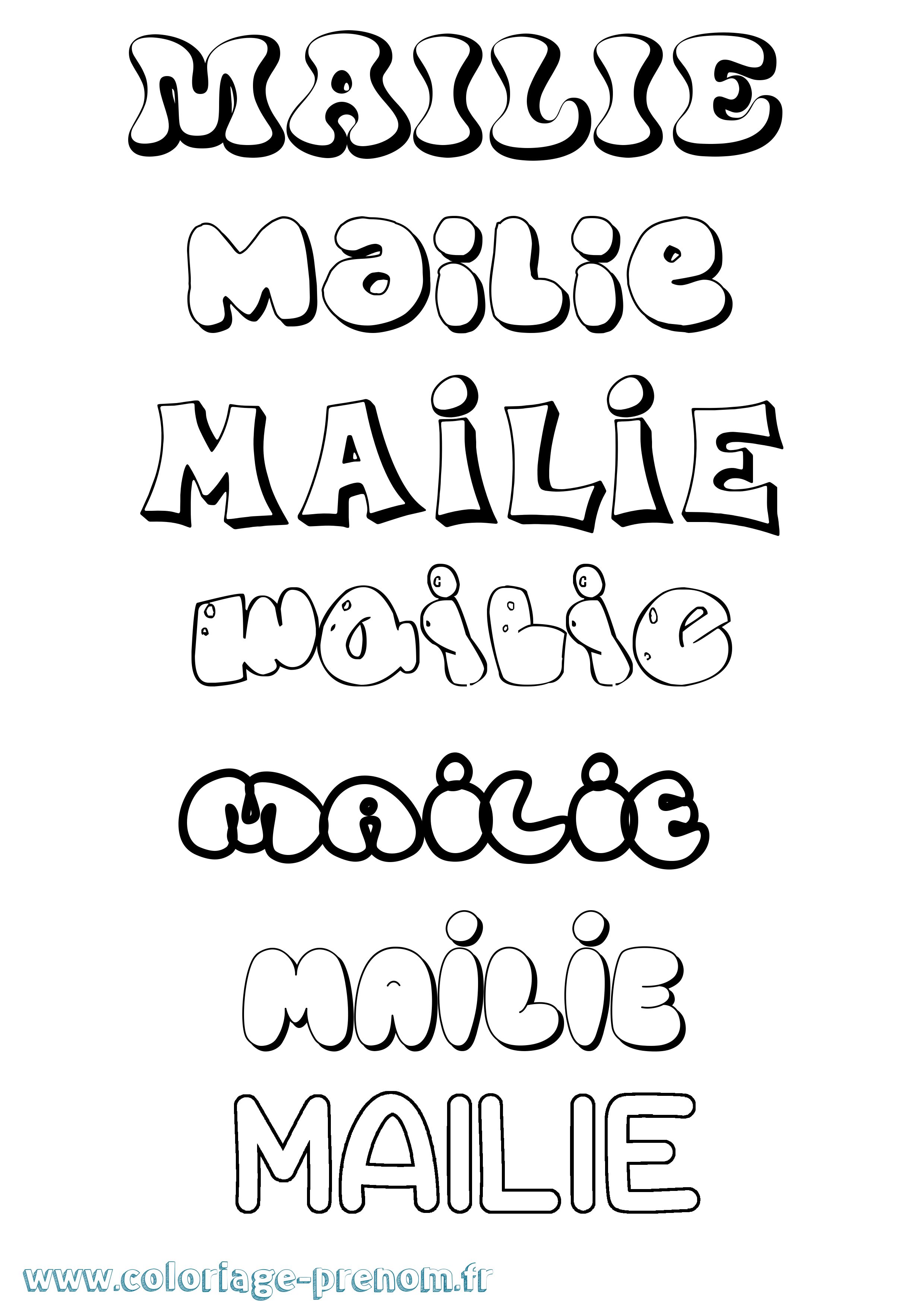 Coloriage Mailie Bubble Coloriage prénom Mailie Bubble