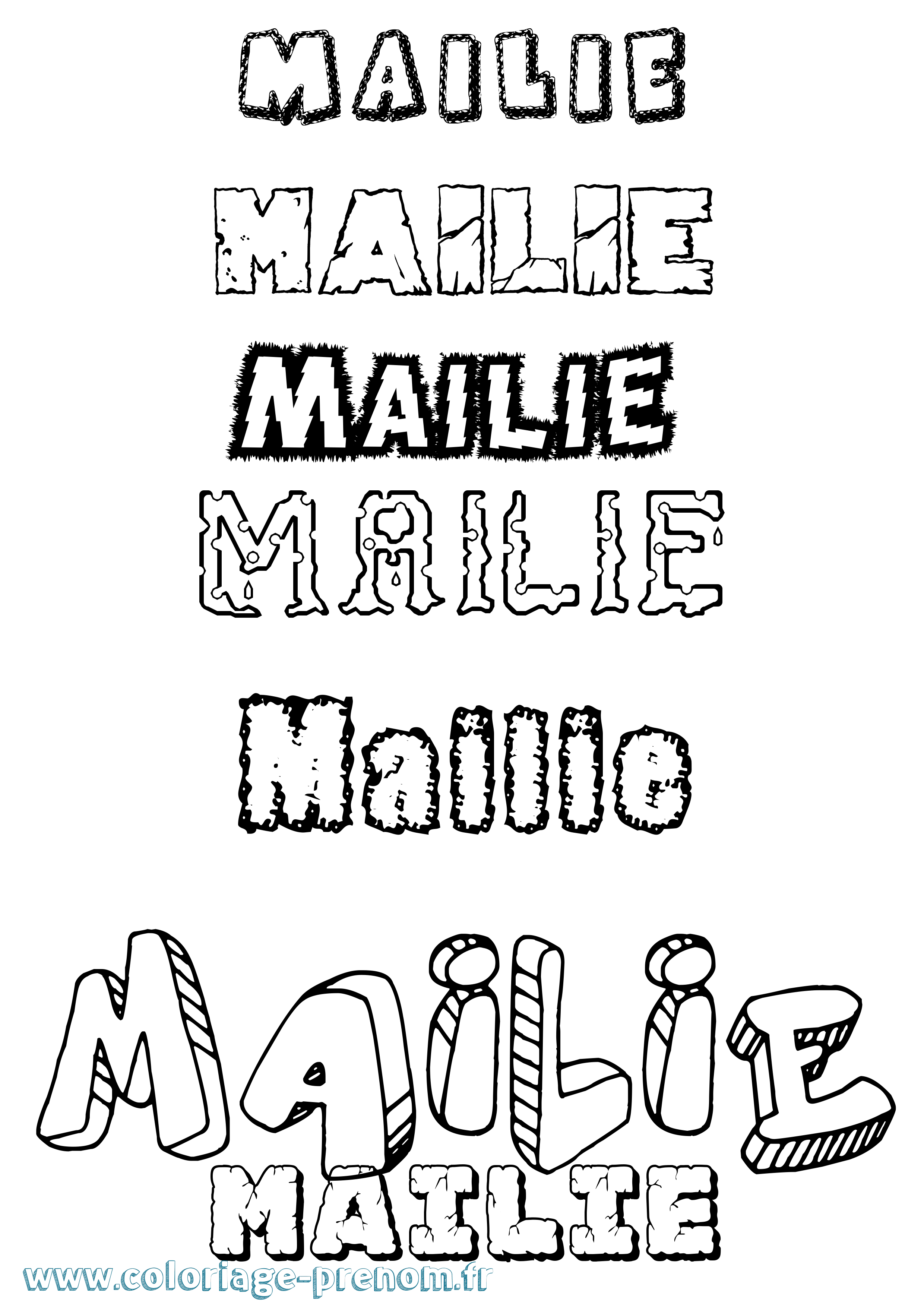 Coloriage Mailie Destructuré Coloriage prénom Mailie Destructuré