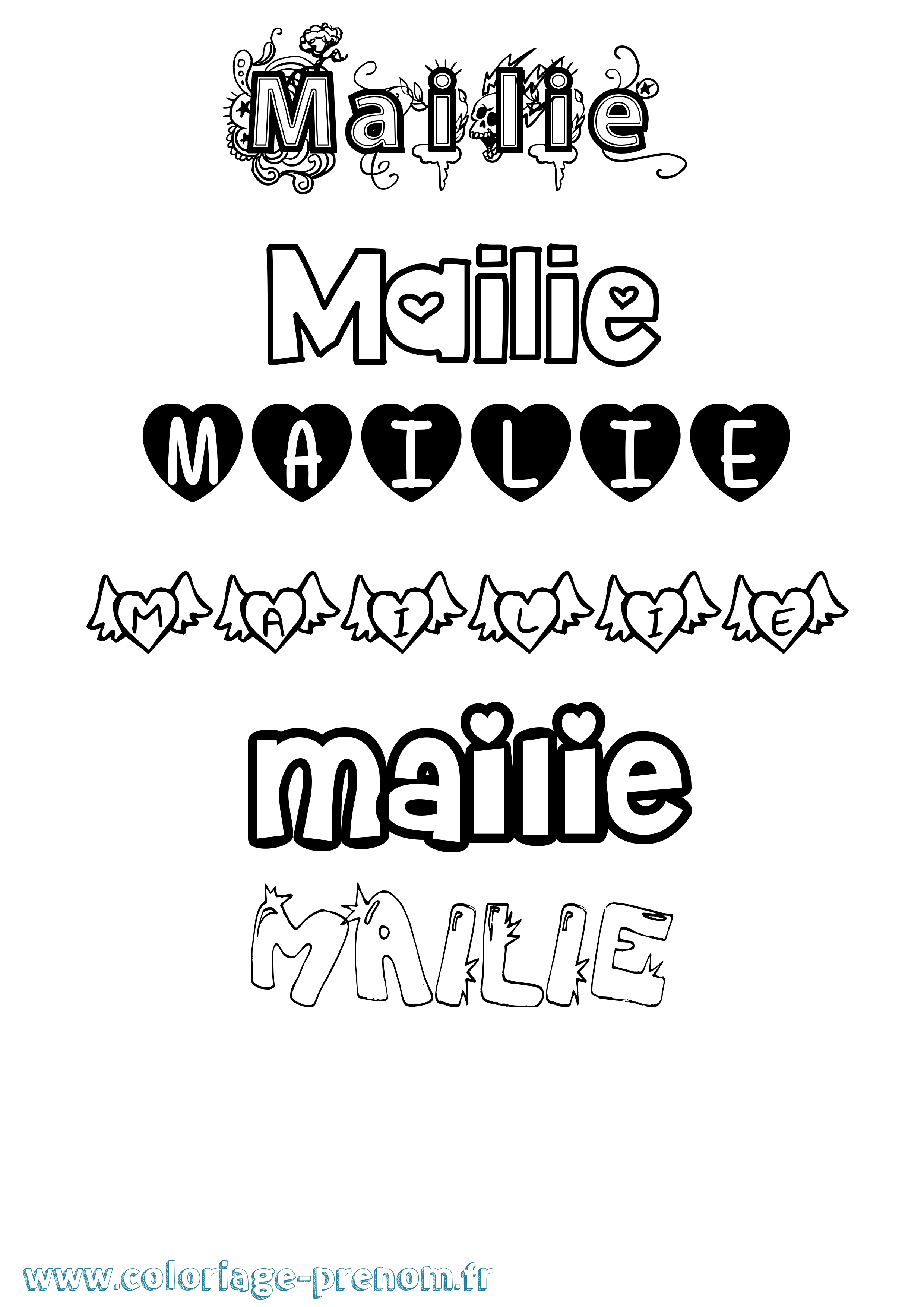 Coloriage Mailie Girly Coloriage prénom Mailie Girly