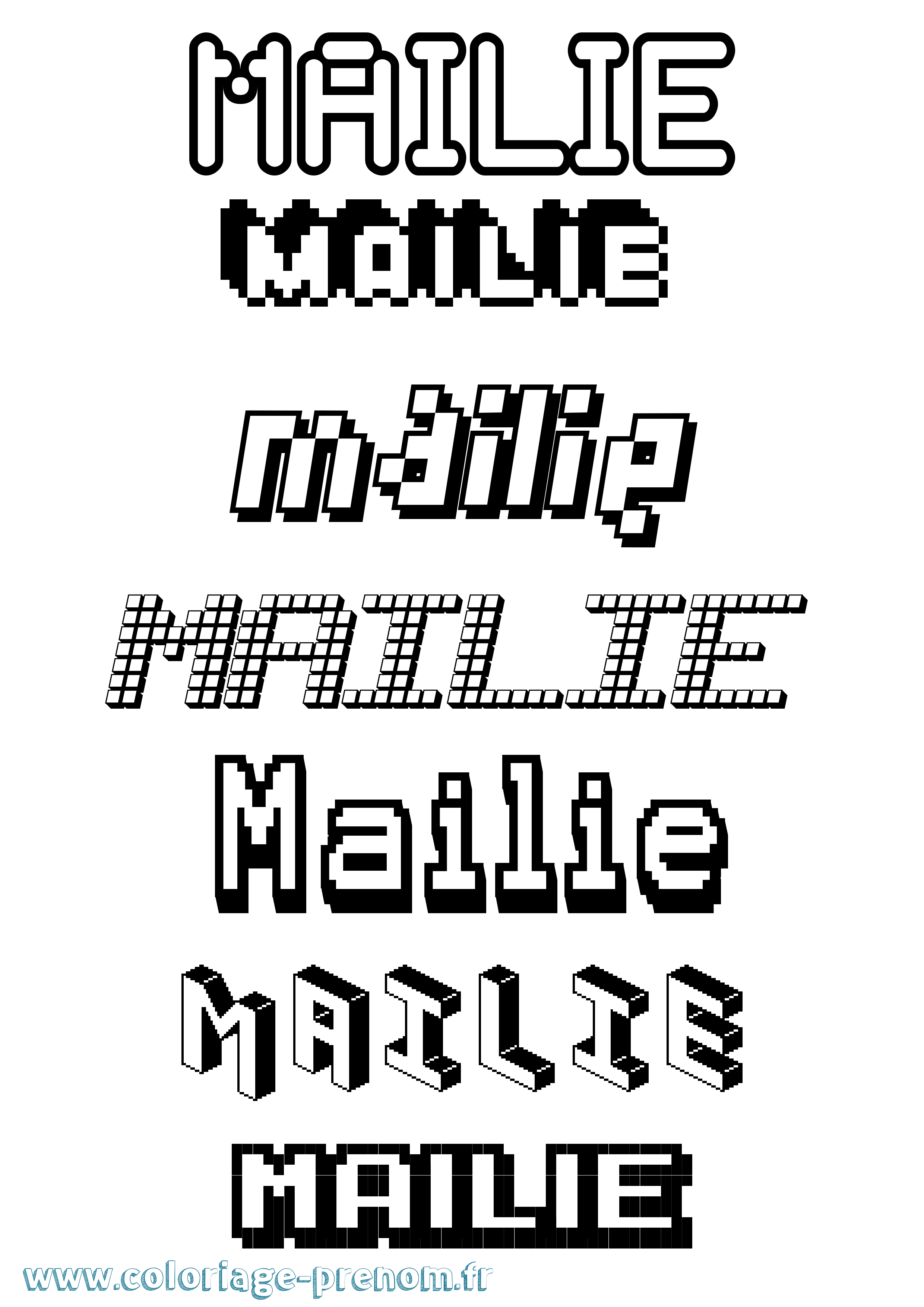 Coloriage Mailie Pixel Coloriage prénom Mailie Pixel